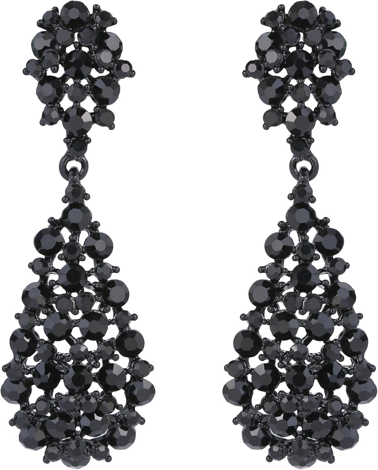 EVER FAITH Women's Austrian Crystal Party Hollow-out Teardrop Dangle Earrings