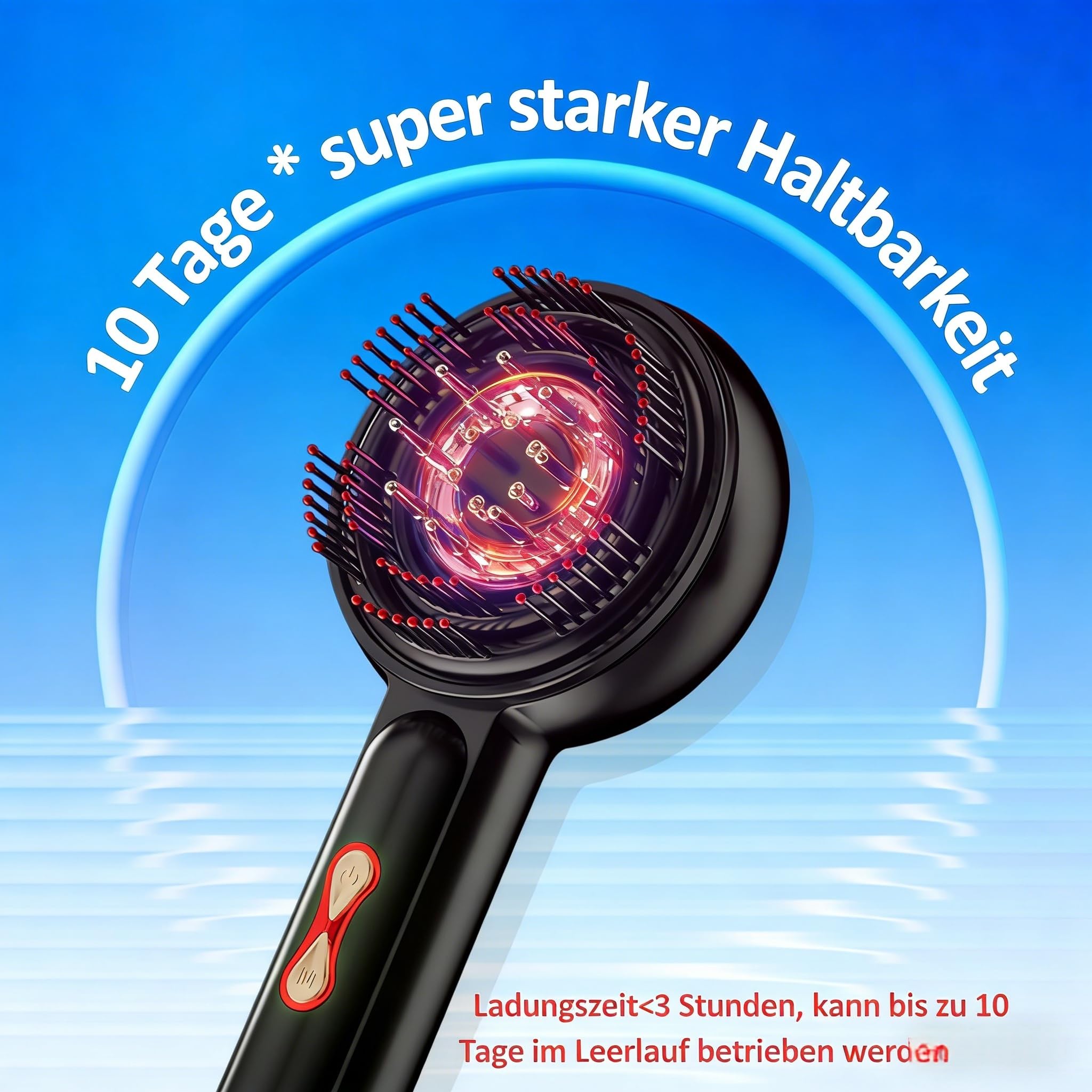 Elektrischer Kopfhautmassagegerät mit Rotlichttherapie für Haare, 2-in-1 Multifunktions-Kopfhautmassagekamm, kabellos & tragbares Haaröl-Applikator für den Hausgebrauch
