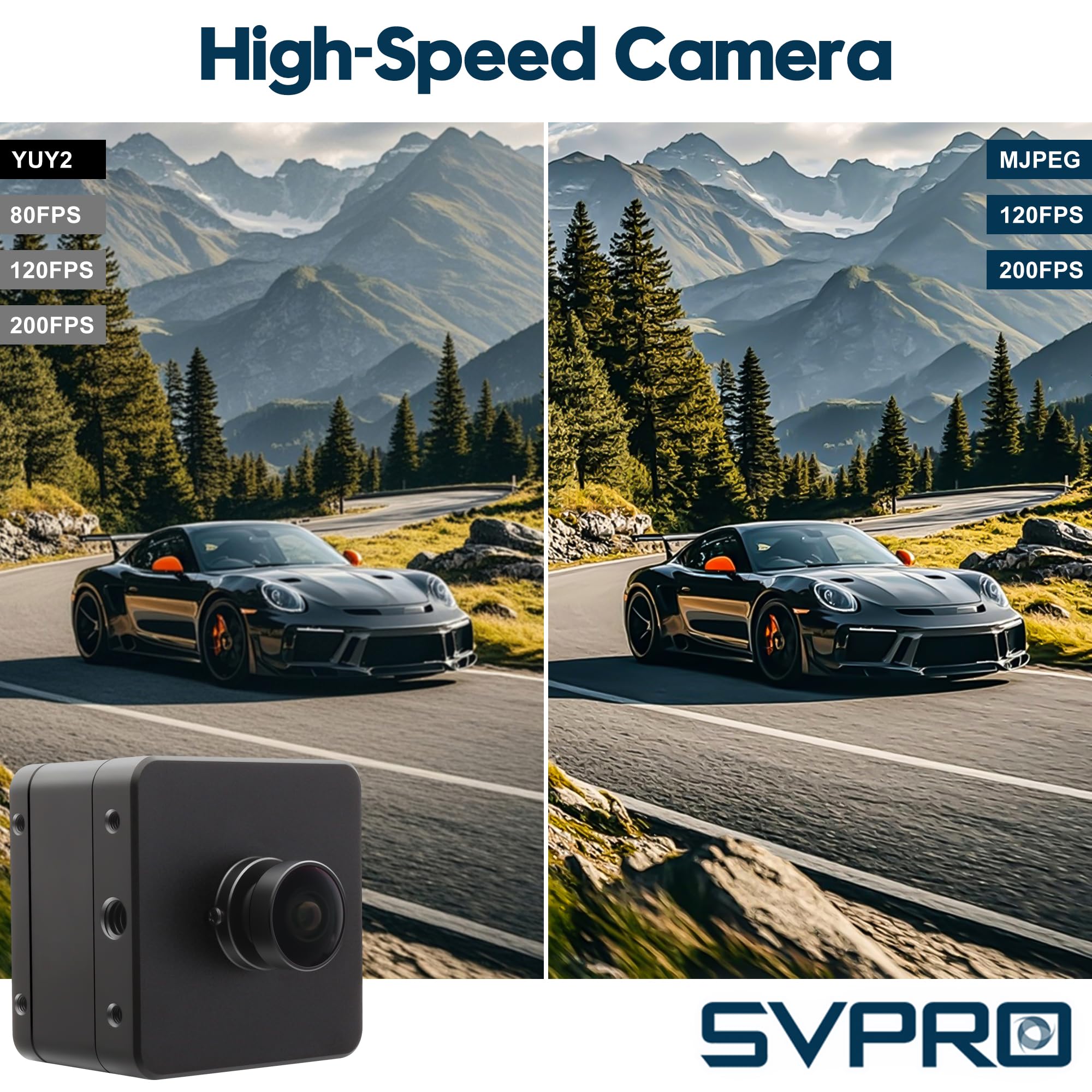 Svpro Caméra d'obturation Globale USB 3.0, 1200p 120fps, 720p 200fps Webcam Haute Vitesse avec boîtier en métal pour numérisation 3D, VR/AR, Grand Angle Fisheye 153°, caméra UVC pour Ordinateur et