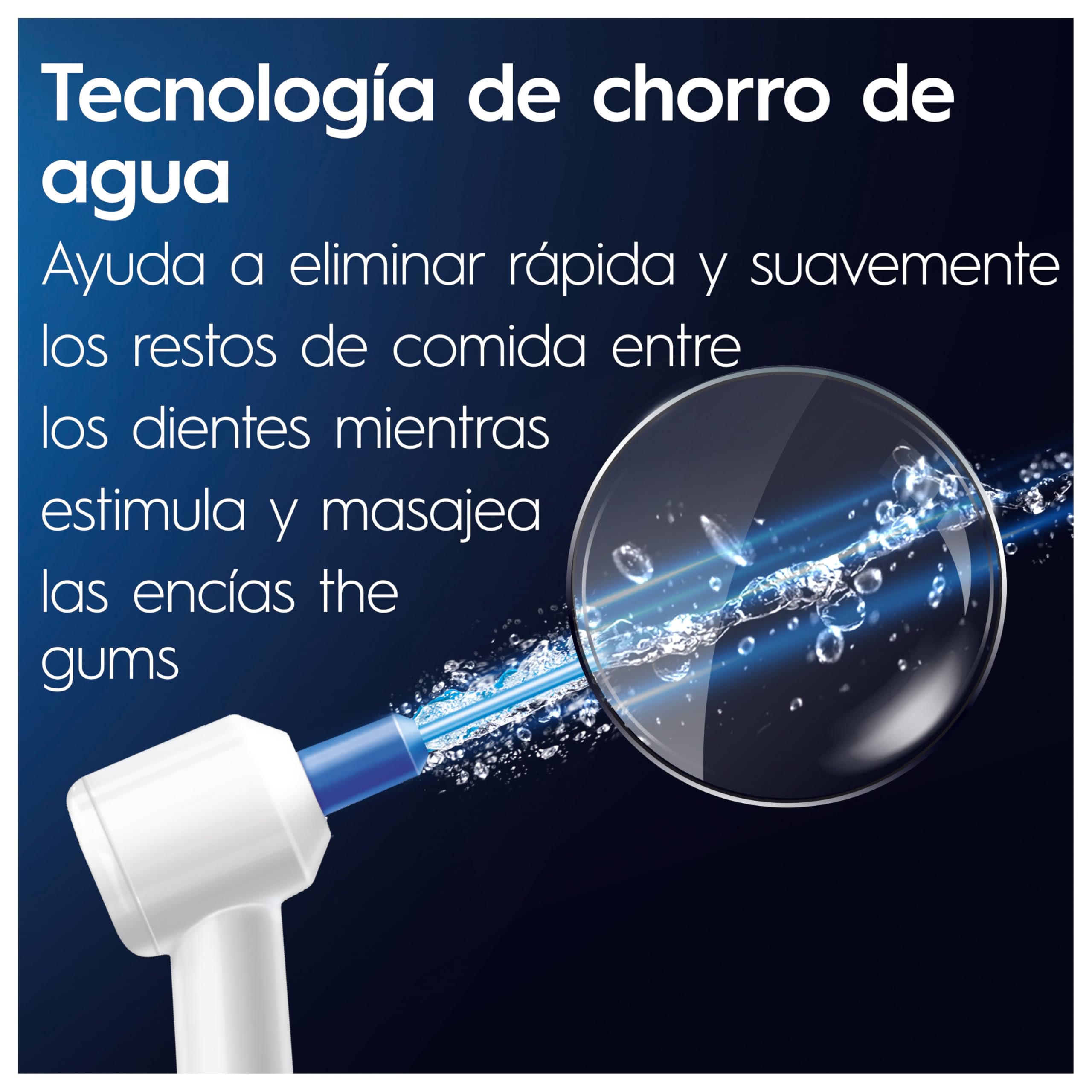 Oral-B Centro de Salud Bucal con Irrigador Dental, Blanco/Azul - 1 Cabezal Oxyjet y 1 Cabezal Water Jet, Irrigador Bucal con 5 Modos de Presión de Agua, Regalos Orginales
