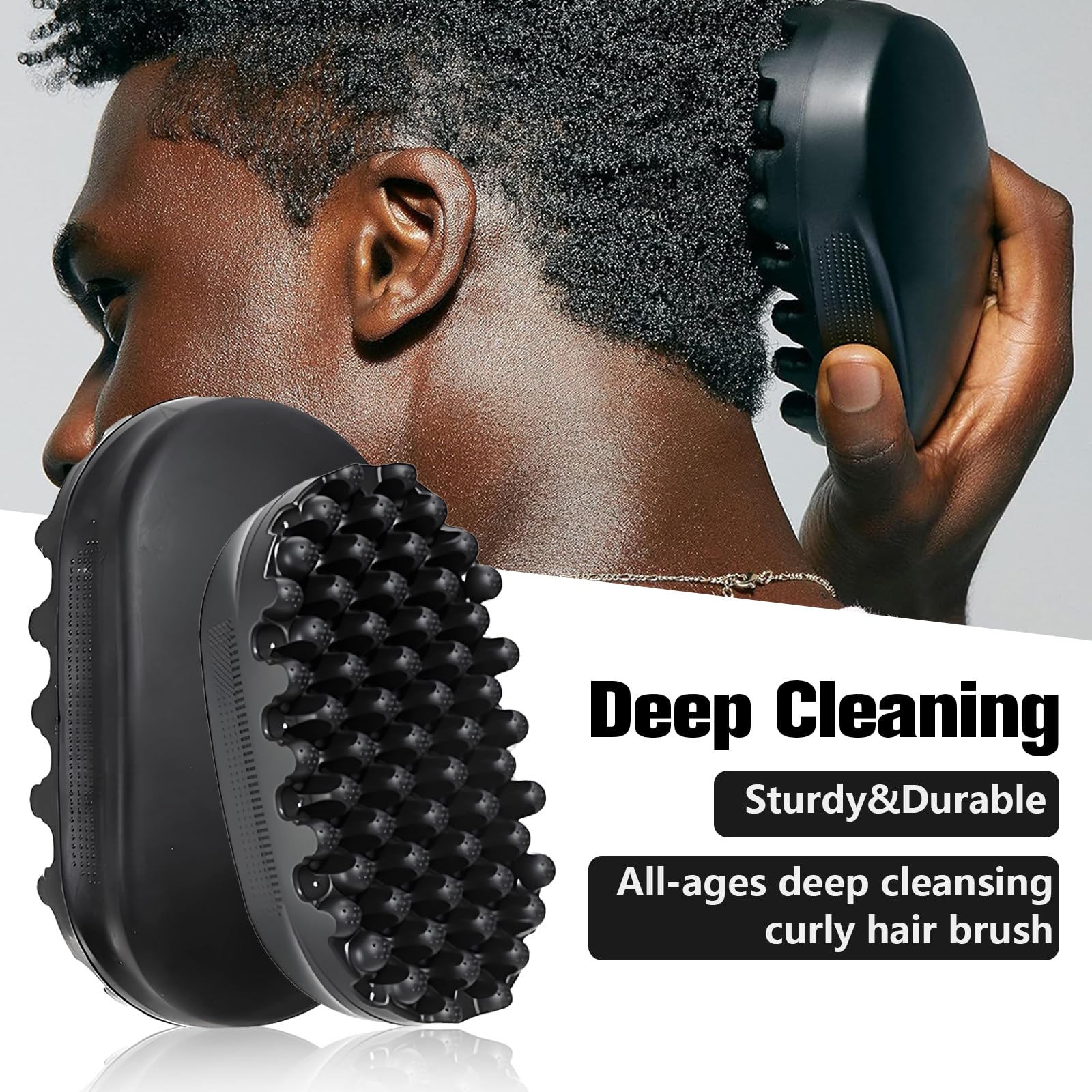 Gummi-Lockenbürste, hochwertiges Twist-Werkzeug für Afro-Haar, ideal für lockiges, gewickeltes 4C-Haar, schnelles und einfaches Styling, Schwarz