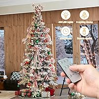 Vista 172 de Glitzhome Prelit Christmas Tree, 6ft Flocked Artificial Christmas Tree Serene Snowscape Fir with 300 Warm White Lights for Home, Office, Party