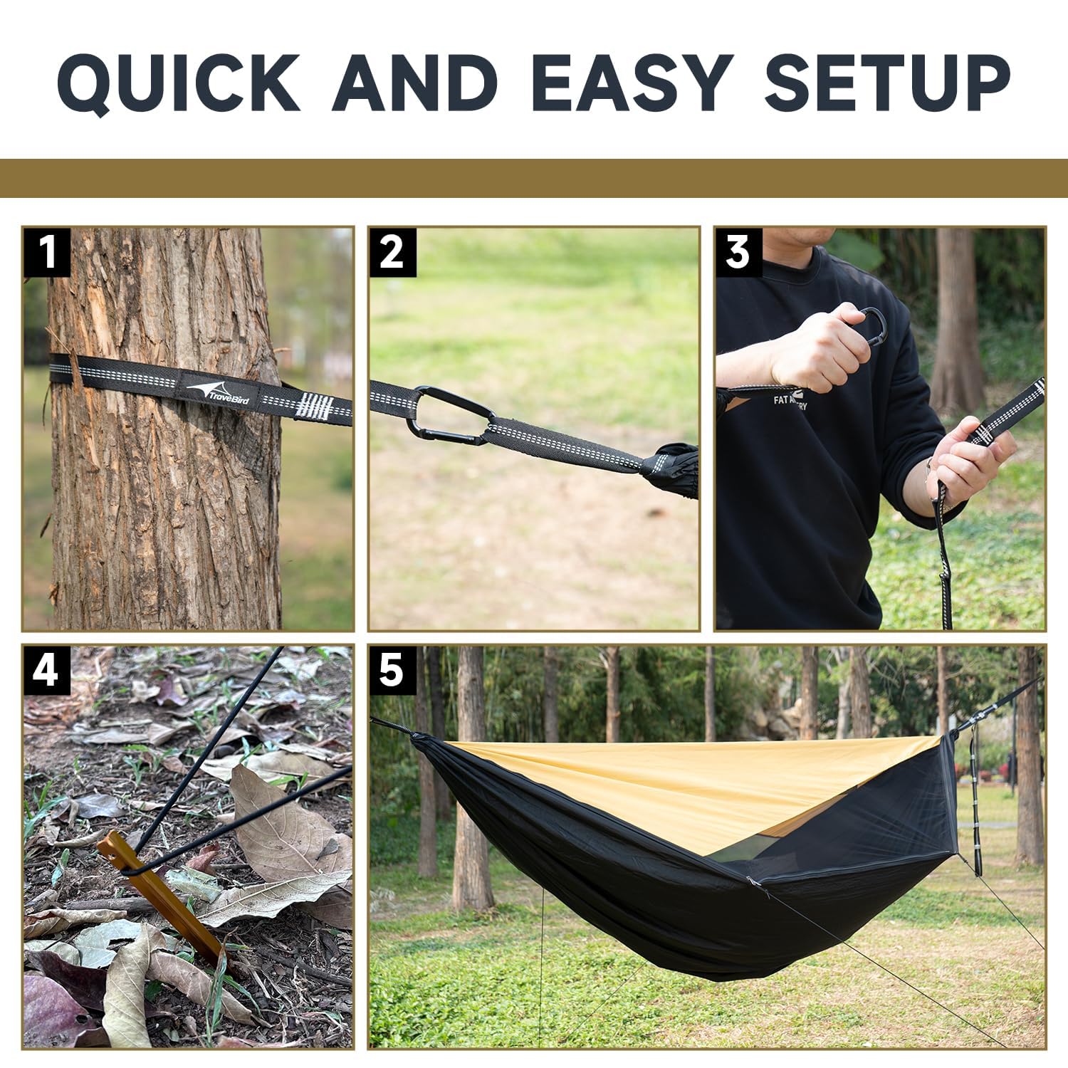 Hamaca de Acampada con Mosquitera y Quitasol, Hamacas Colgantes con Correas de Cuerda para Árboles, Hamaca de Viaje Ultra-Ligera y Portátiles para Exteriores, Senderismo y Viajes