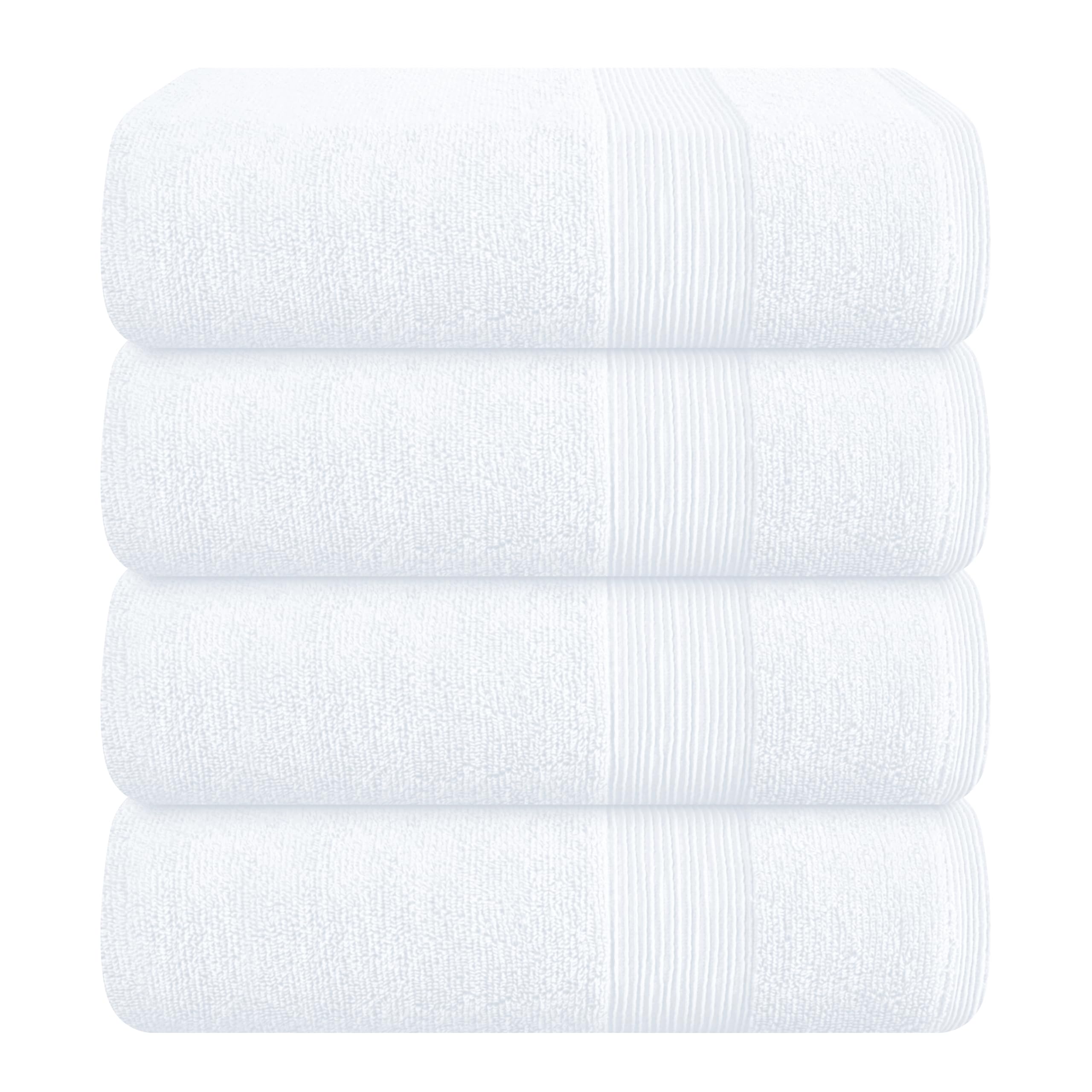 Belizzi Home 4 Pack Bath Towel Set 27x54, 100% Ring Spun Cotton, Ultra Soft Highly Absorbent Machine Washable Hotel Spa Quality Bath Towels for