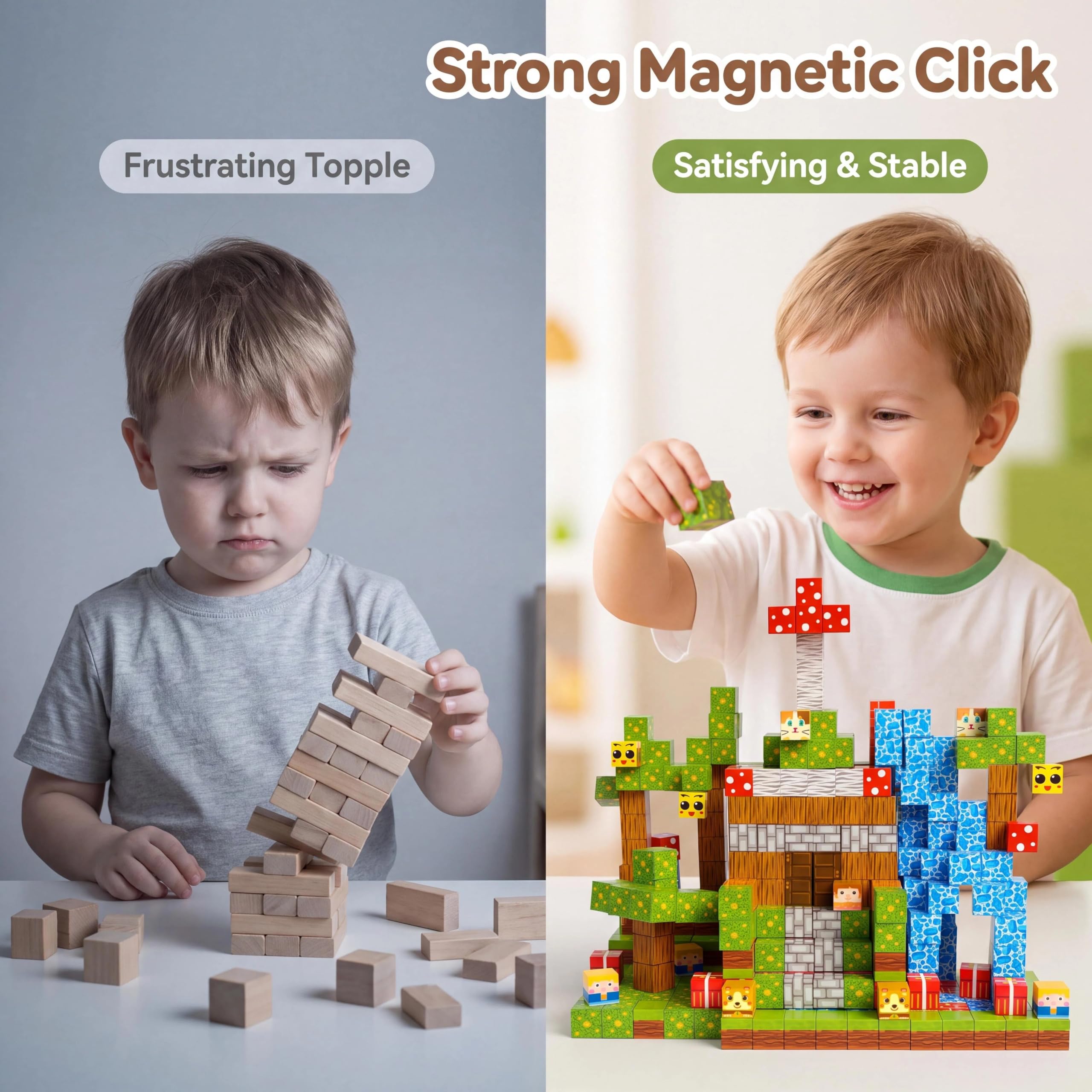 Magnéticos de Construcción para Niños de 3 a 6 Años (100 Piezas) - Bloques Magnéticos 3D Educativos STEM, Set de Juguetes Infantiles Creativos, Juego de Imanes, Regalo Ideal de Navidad y Cumpleaños