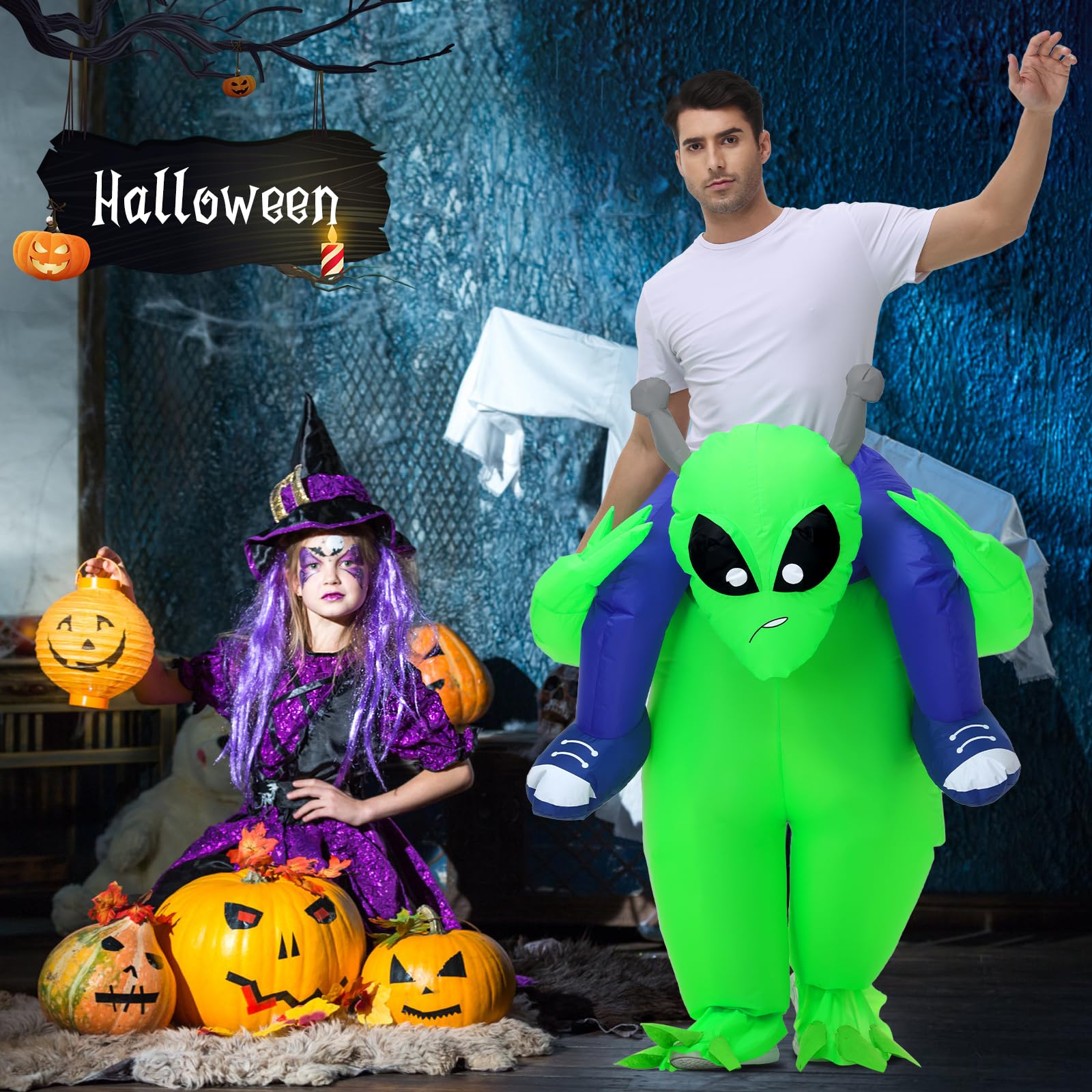 Anroong Inflatable Alien Costume for Adult Halloween Blow Up Alien Costumes Ride on Alien Suit For Men Women Funny Cosplay Party - Image 4