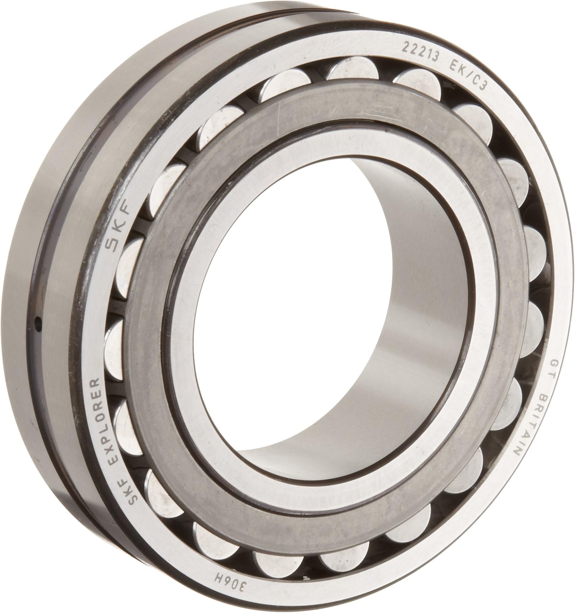SKF22219 EK/C3 Explorer Spherical Roller Bearing, Tapered Bore, Standard Tolerance, Steel Cage, C3 Clearance, Metric, 95mm Bore, 170mm OD, 43mm Width, 4800rpm Maximum Rotational Speed, 101164lbf Static Load Capacity, 85427lbf Dynamic Load Capacity