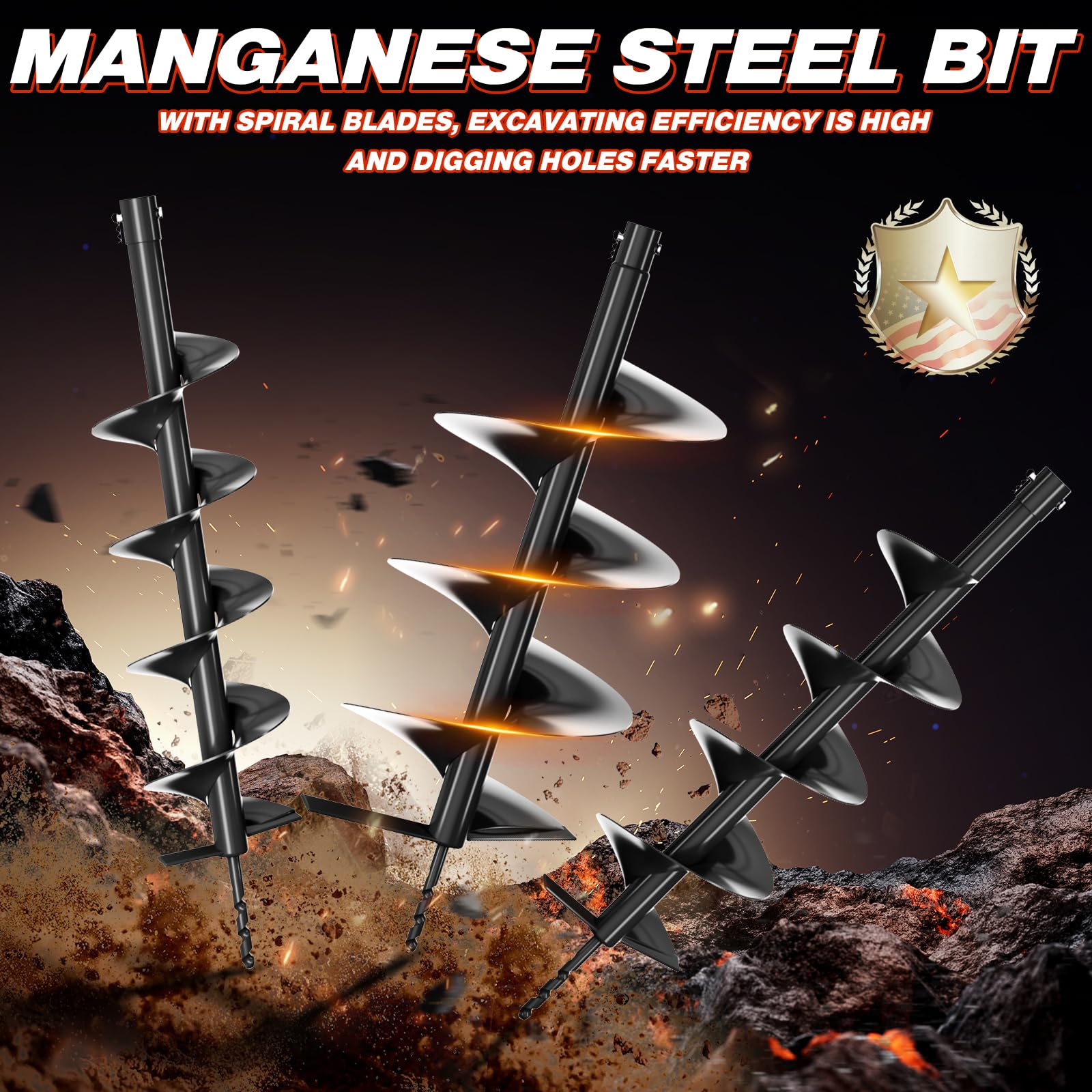 6 Inch 8 Inch Auger Bits Earth Auger 72CC Gas Powered Post Hole Digger ...