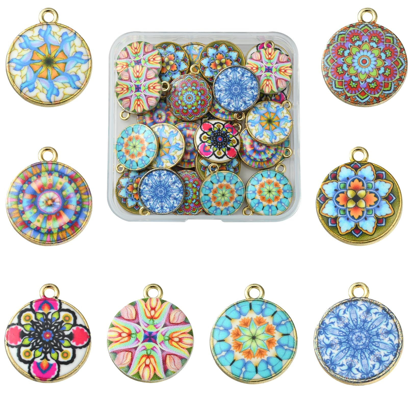 COGCHARGER Boho Flower Charms for Jewellery Making, 40Pcs