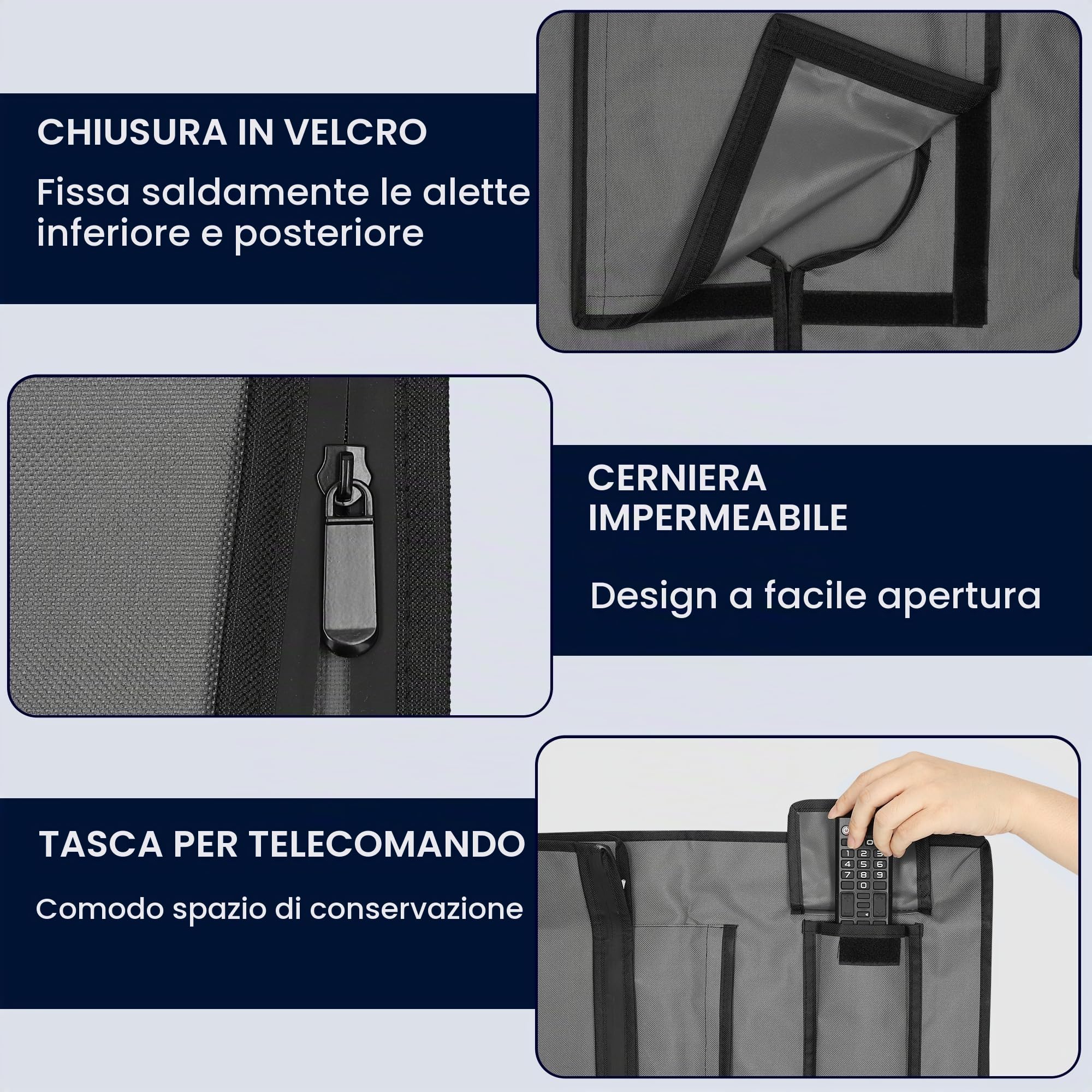 kwmobile Protezione Compatibile con 32" TV - Cover Impermeabile Proteggi Schermo PC e TV - Custodia Protettiva Antipolvere con cerniera - grigio scuro