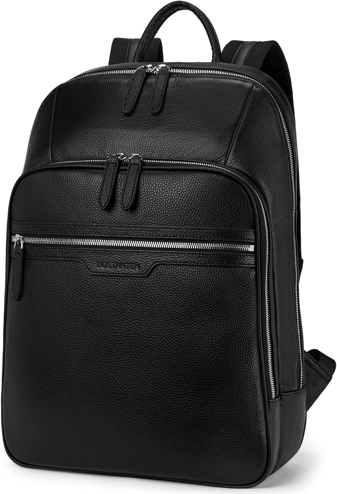 Men Leather Backpack 15.6 inch laptop Backpack Travel College Bag Black