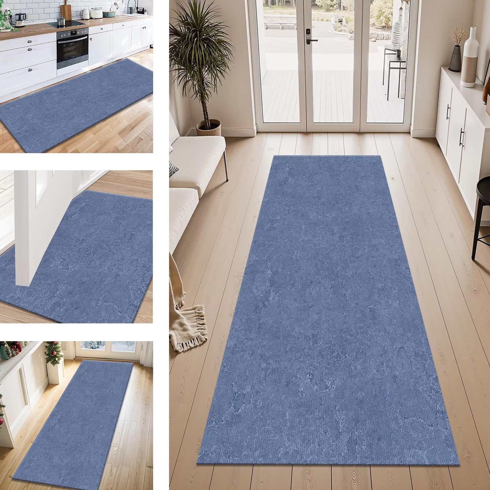 Tapis de cuisine antidérapant bleu abstrait 40x60 cm pour couloir et salon