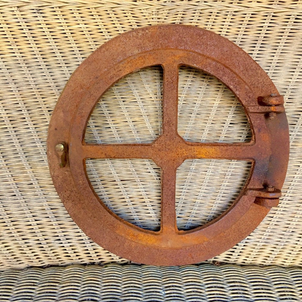 Fenêtre Ornementale Style Antique – Fer Fonte Aspect Rouillé, 72x58 Cm, Aubaho, Neuve