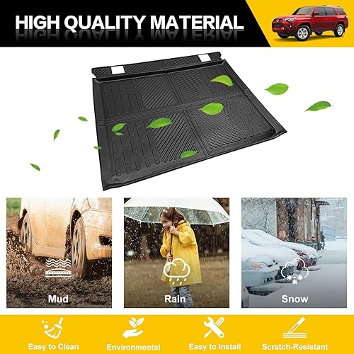 Miniatura 7 de Tapete de maletero para Toyota 4Runner 2010-2024, revestimiento de carga trasera TPE para todo tipo de clima para 4Runner de 5 plazas sin