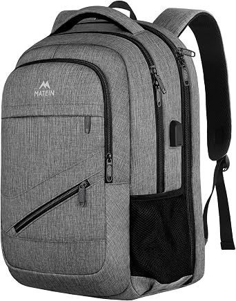 MATEIN - Mochila de viaje para ordenador portátil, mochila porta PC con  cargador USB, mochila para PC de 17 pulgadas, mochila antirrobo para hombre  y mujer y escuela - gris : Amazon.es: Informática