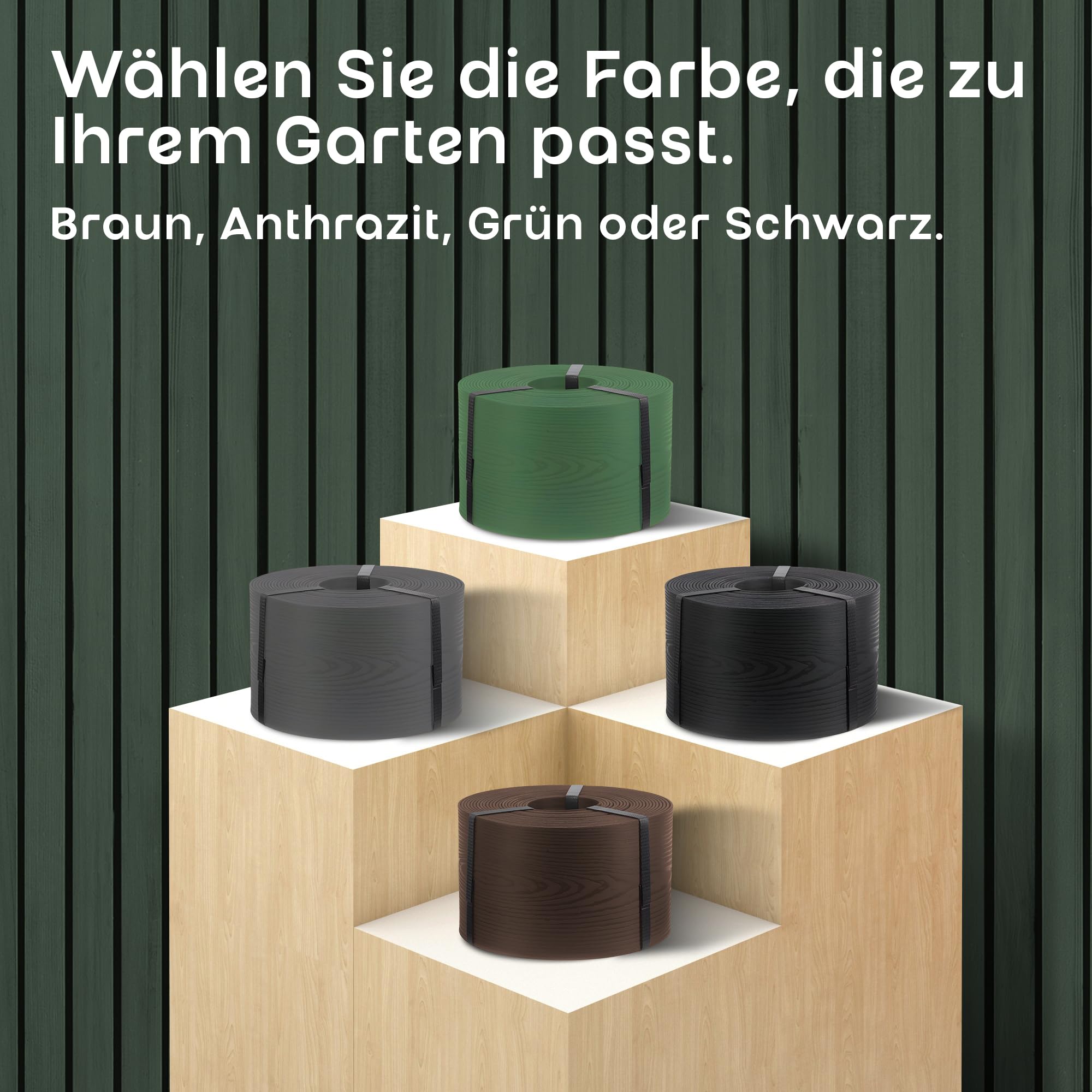 GARDENIX Flexible Rasenkante Kunststoff 10m, Höhe 130mm - Rasen Beeteinfassung Holzoptik - Beetumrandung Rund - Wetterbeständige Rasenbegrenzung, Rasenkanten Anthrazit