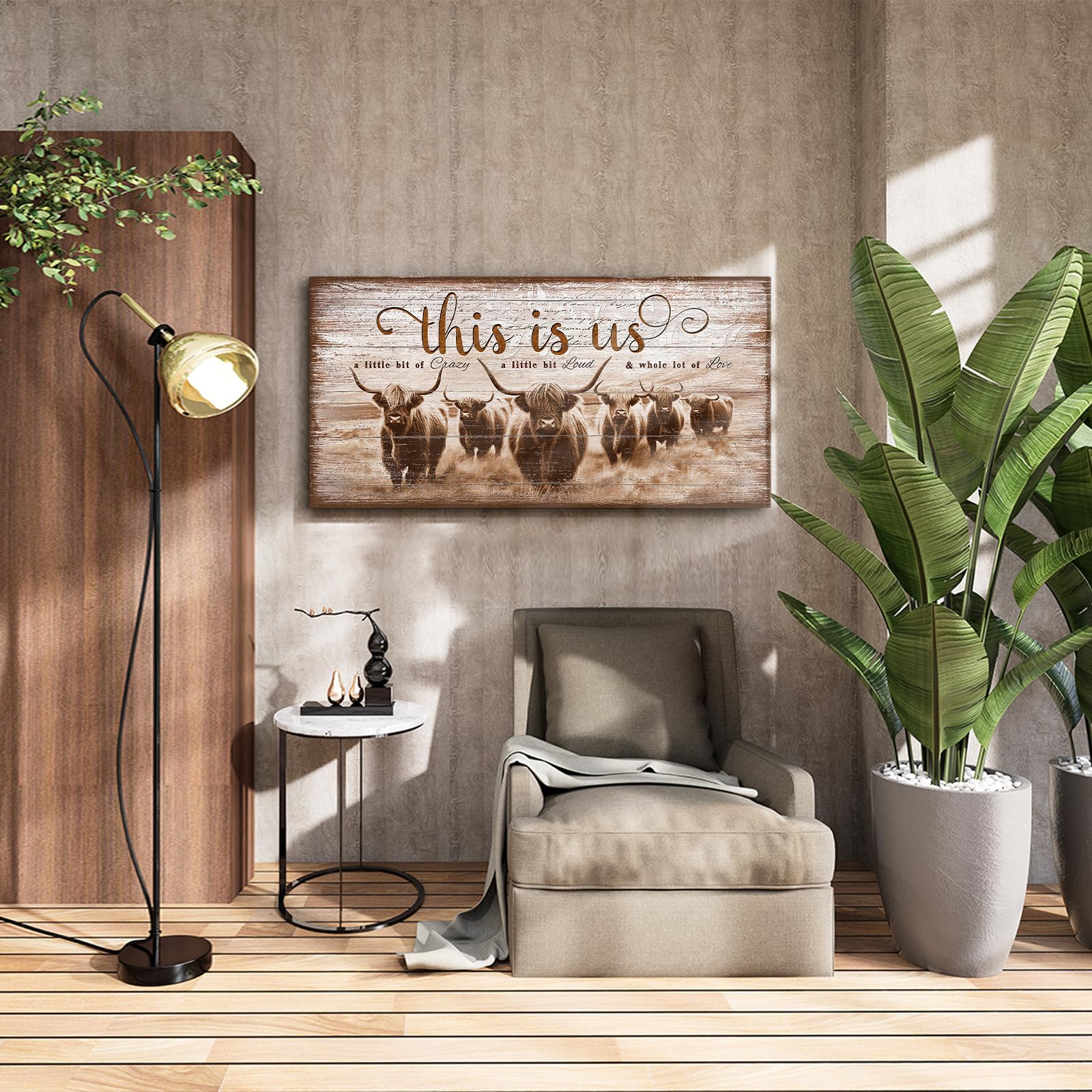 Amazon.co.jp: Highland Cow Canvas ウォールアート-ブラウンカウ 