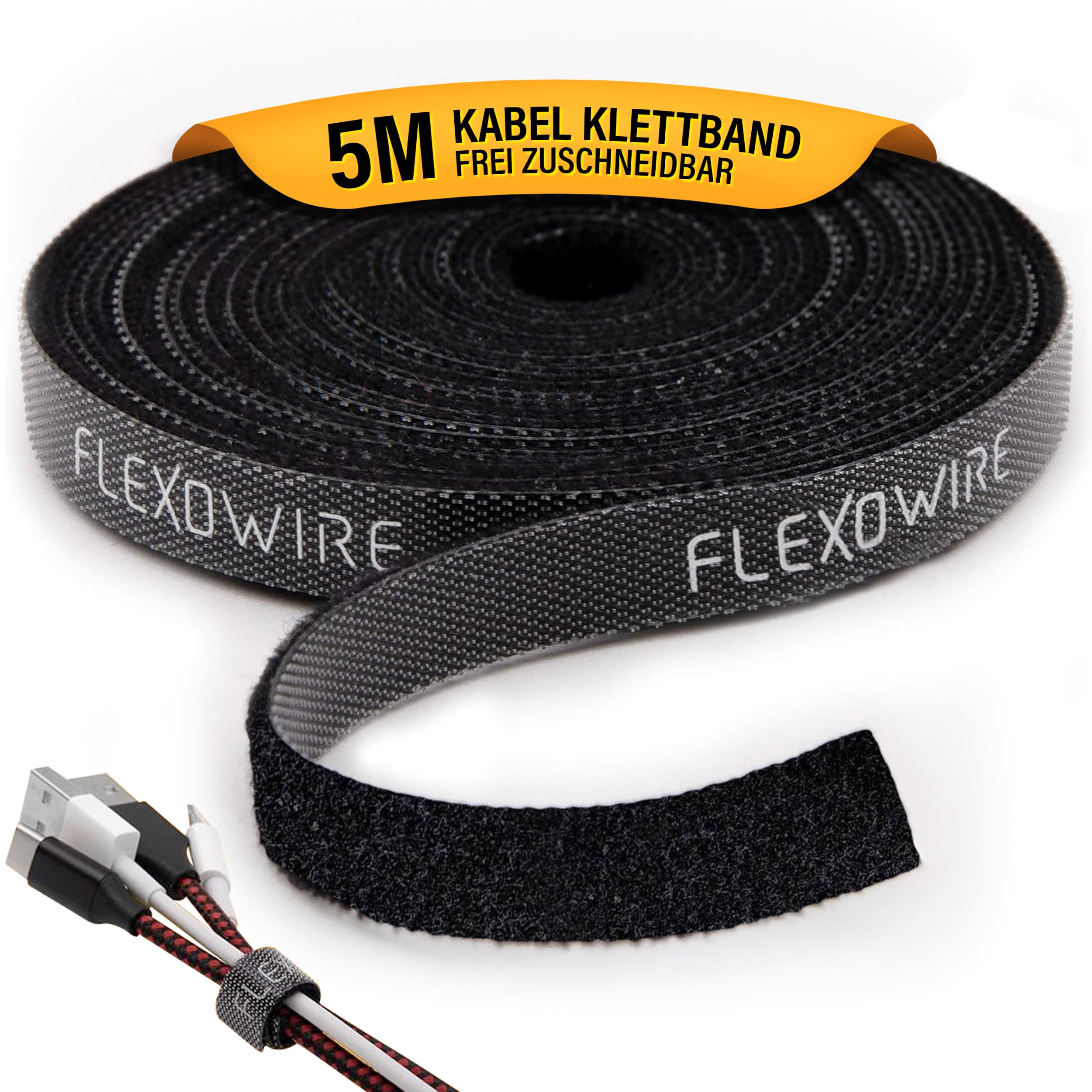 50x Bie-Tec Klettband Kabelbinder – 40cm X 40mm, Gelb Mit Metallöse