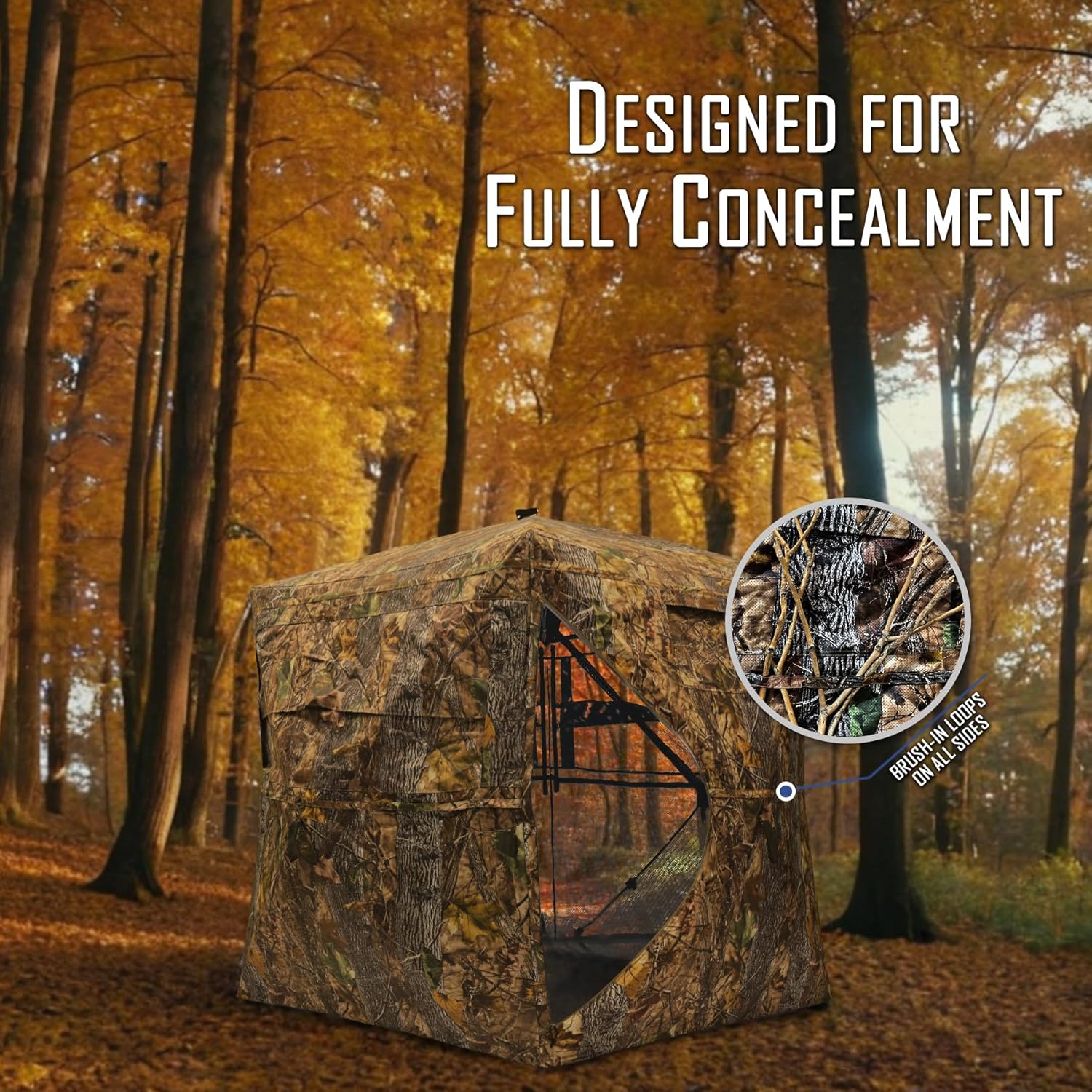 KNINE OUTDOORS Hunting Blind, 2-3 Person Pop Up Ground Blinds for Deer Hunting 270 Degree, Portable Resilient Hunting Tent for Deer & Turkey