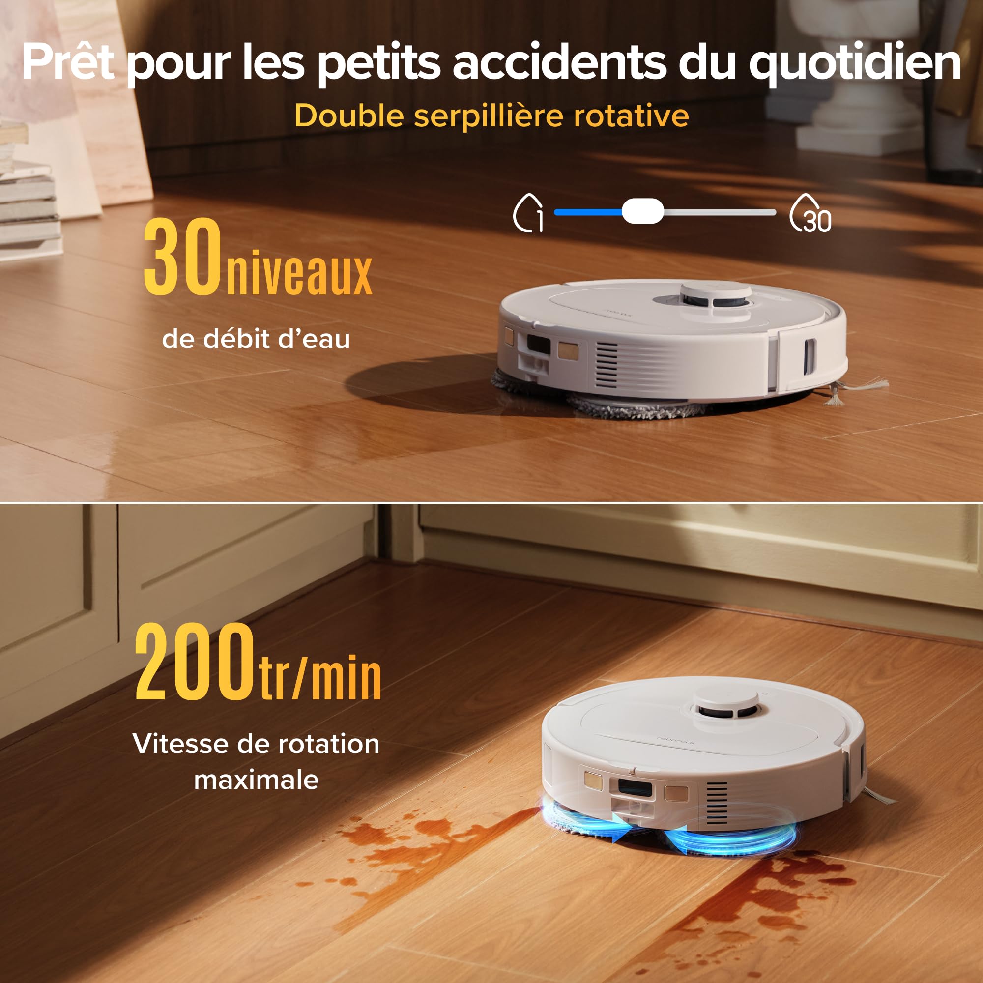 roborock Qrevo S Pro Robot Aspirateur Laveur, 18 500 Pa, 45 °C Séchage à l’air Chaud, 75 °C Autonettoyant à Haute Température, Évitement d'obstacles et Navigation Intelligente, Anti-enchevêtrements - 5