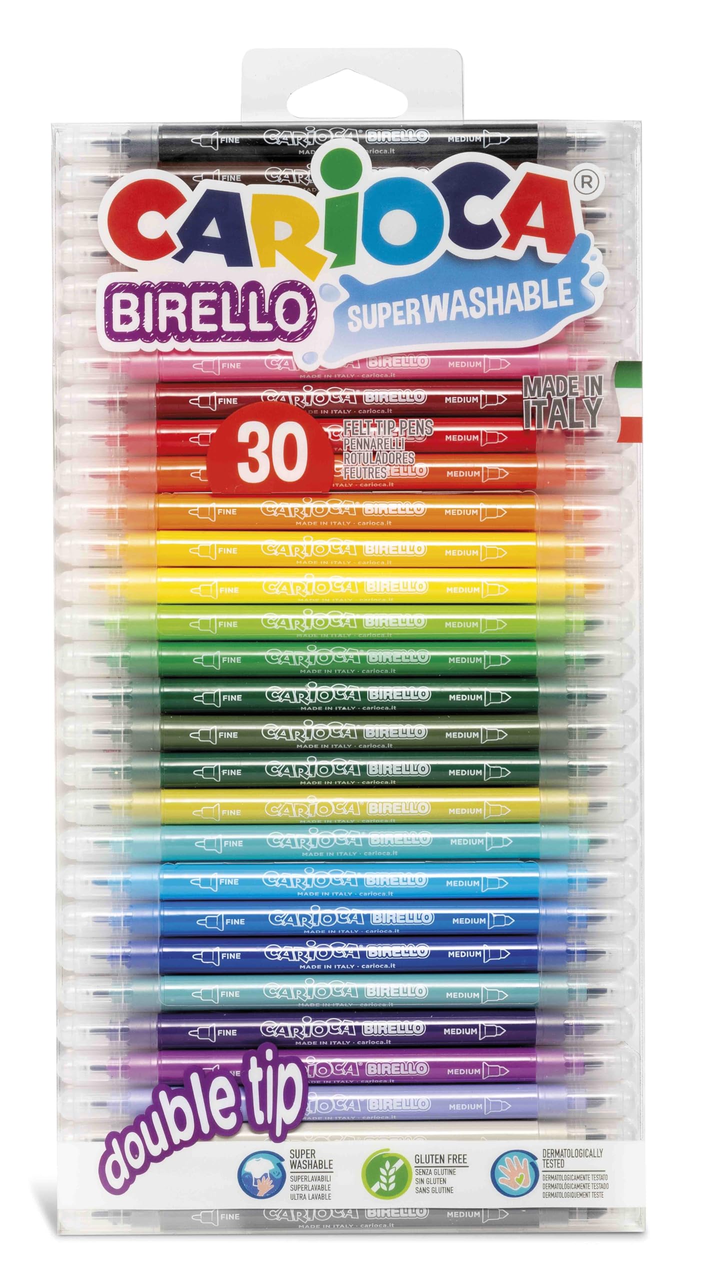 Carioca Birello Dual Tip Markers - 30 pcs, Multicoloured