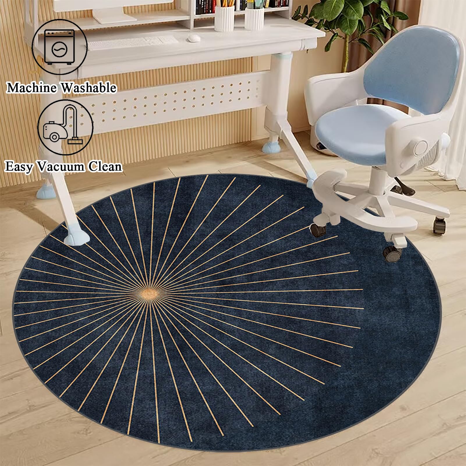 Ronde Tapis Protection de Sol, Tapis Chaise de Bureau, Tapis Gaming Sol pour Sols durs, Antidérapant Protège Sol sous Chaise pour stratifié, parquet, carrelage, Tapis pour Fauteuil 100 cm