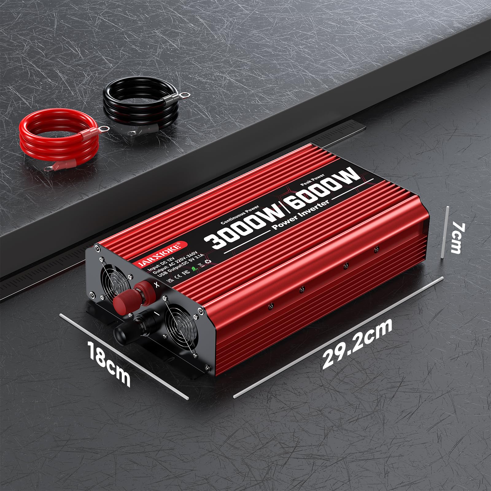 Inverter 3000W 12V 220V Onda Sinusoidale Modificata con Display 2 Prese AC USB per Auto Camper