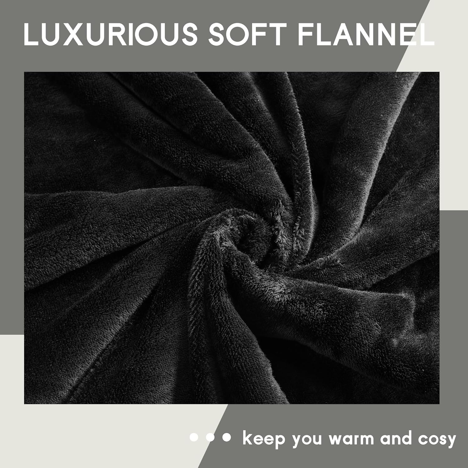 Heated Blanket Electric Throw Size 50''x60'' with 5 Heating Levels, 3 Hour Auto Shut Off, Machine Washable, Flannel & Sherpa Double-Sided Soft Warming Blanket for Couch, Bed, Office - Black - Image 4