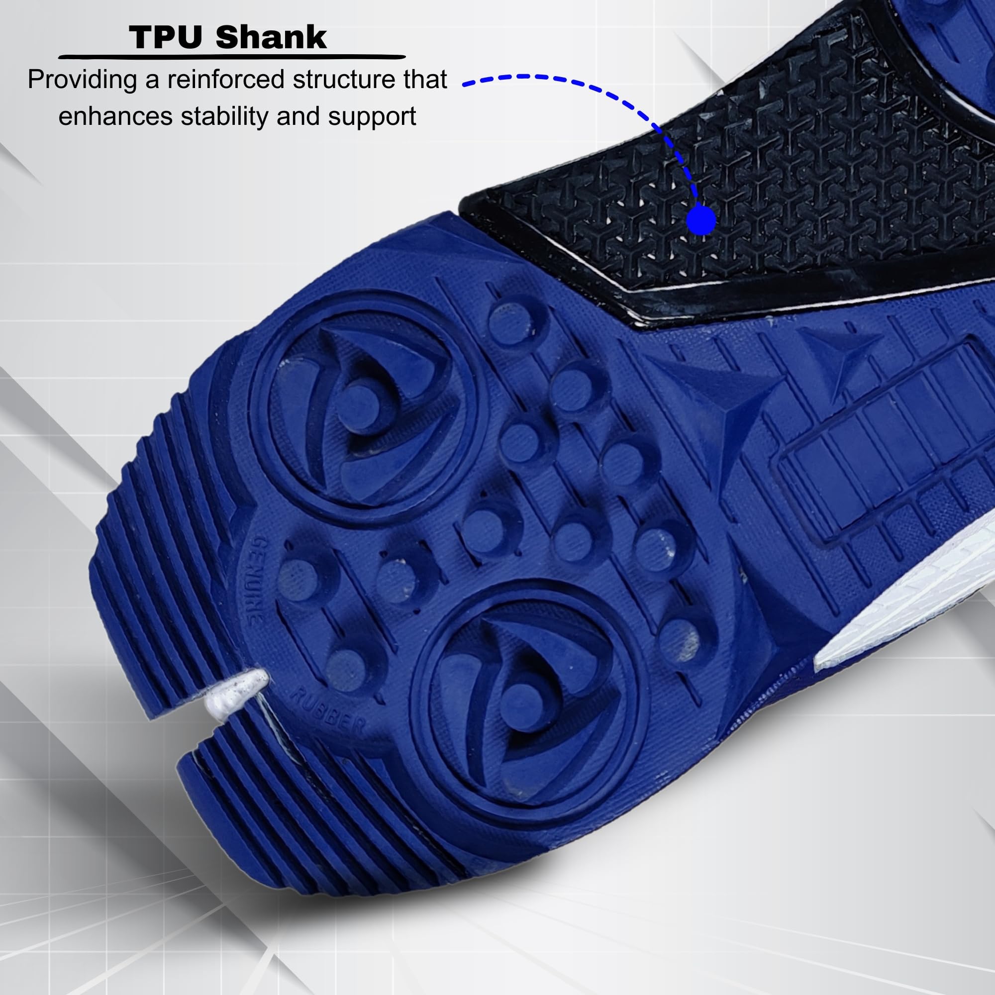 Prokick Strikers Genuine Rubber Spike Cricket Shoes, White/Blue - 11 UK 3