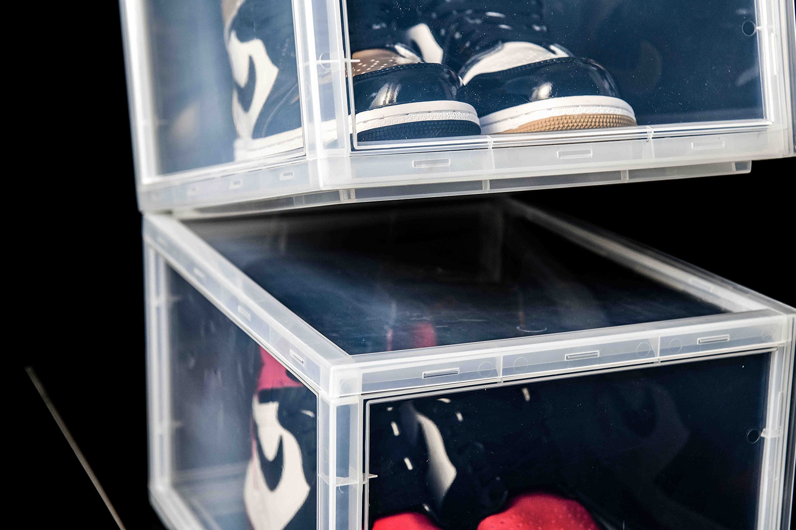 Premium Shoe Box 4 Pack Side Open with door, Transparent