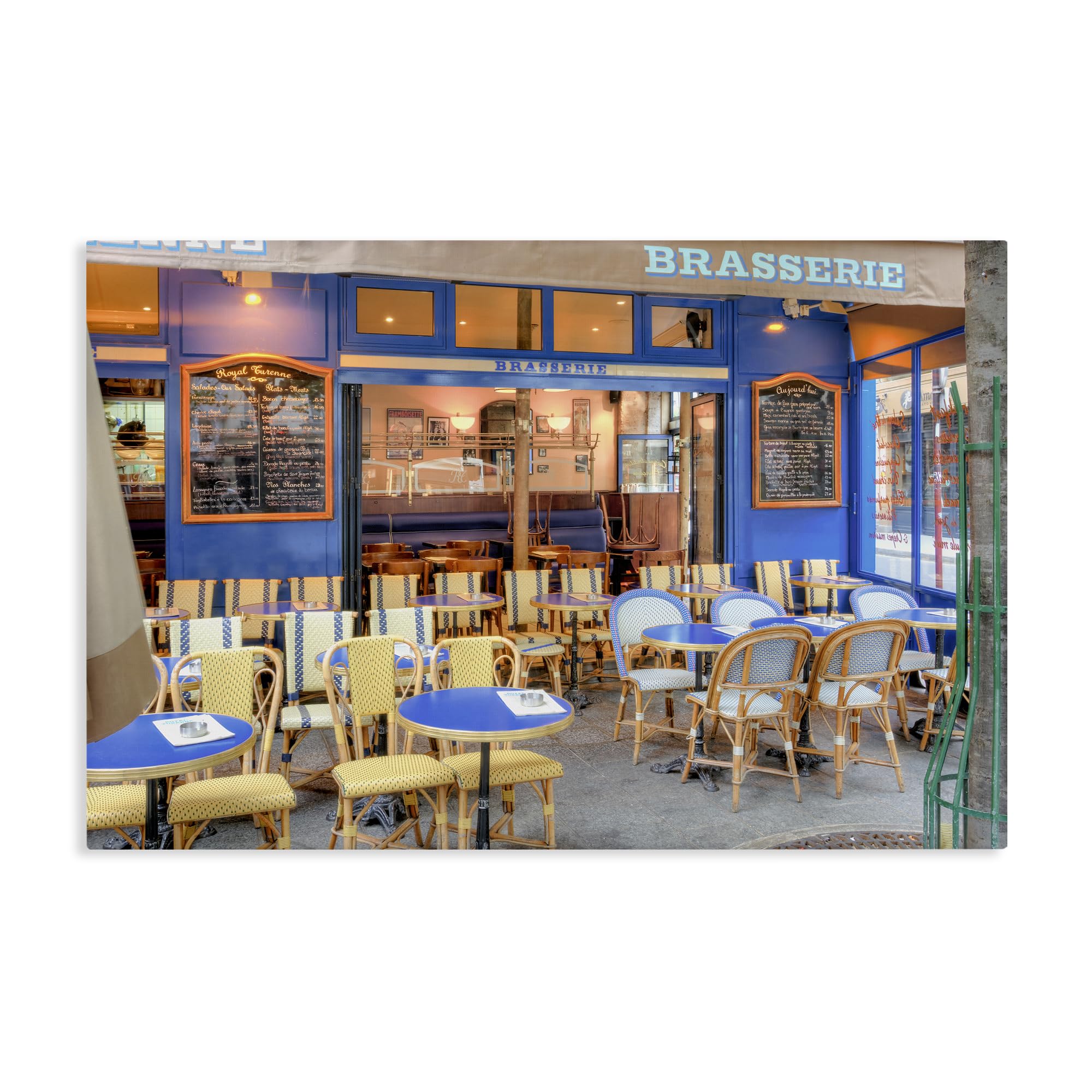 Stupell Industries Parisian Brasserie Terrace with Bistro Chairs and Outdoor Cafe Ambiance, 16 x 24 Inch Gallery Wrapped Canvas Wall Art, by Alan Blaustein, Made in USA Gift