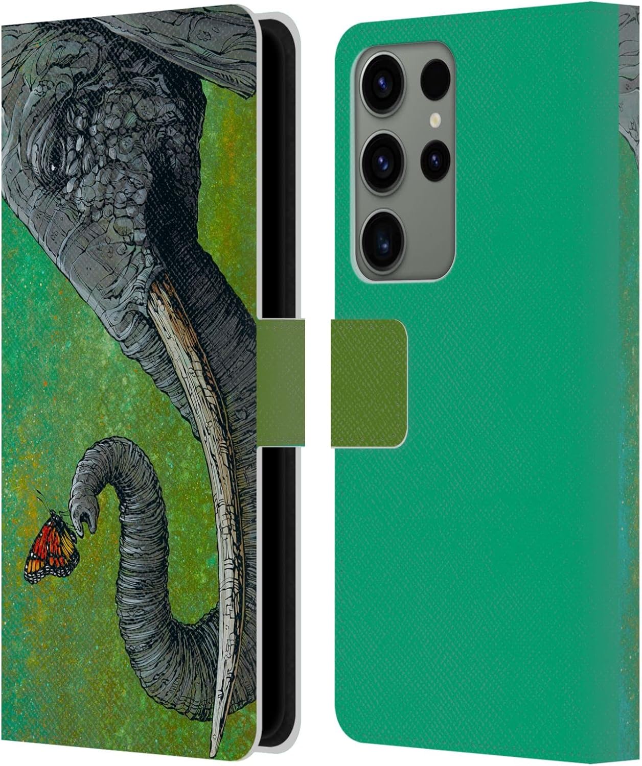 Head Case Designs Officially Licensed David Lozeau Samurai Colourful Grunge Leather Wallet Case Compatible with Samsung Galaxy S23 Ultra 5G