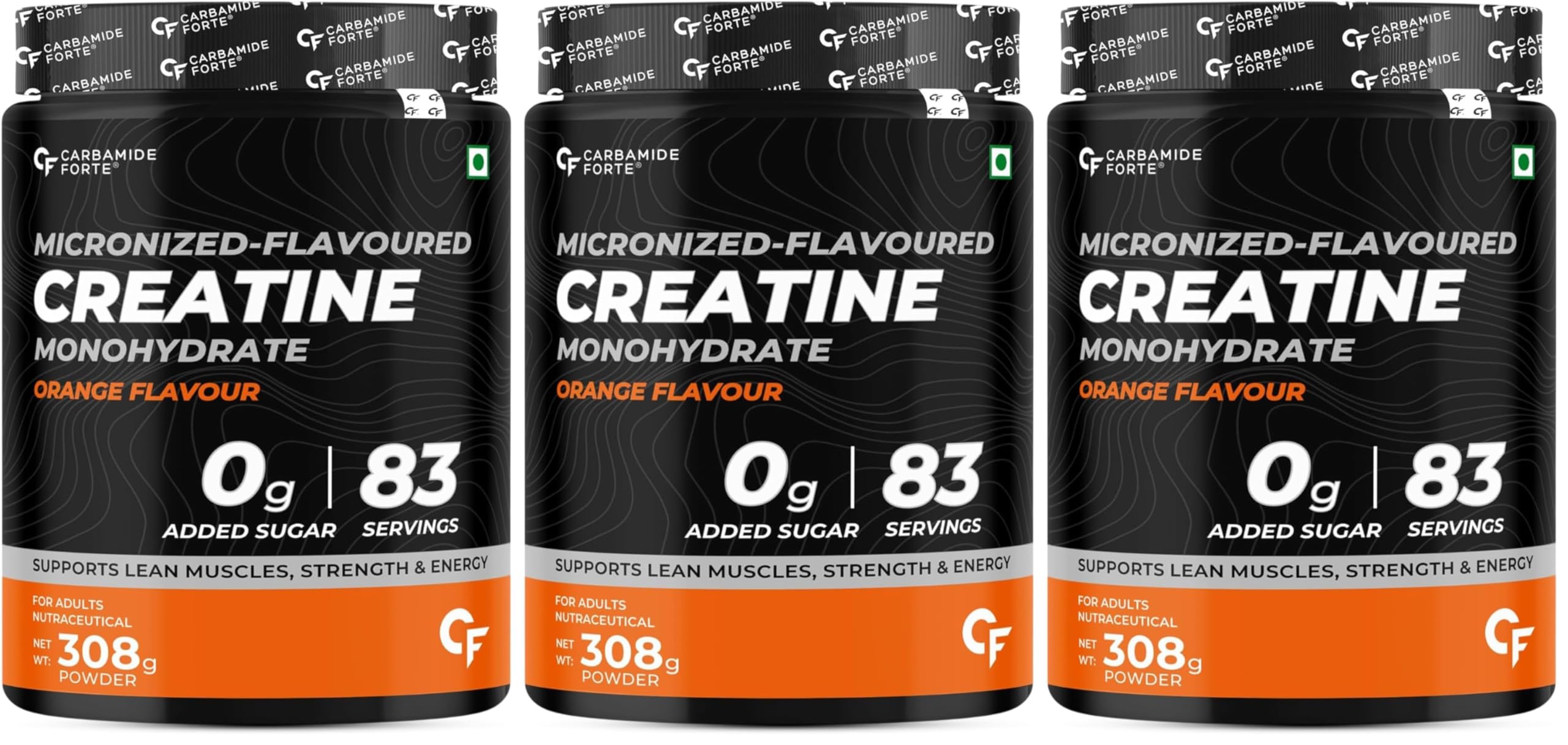 Carbamide Forte Creatine Mono hydrate Powder | Micronized Creatine Monohydrate 308g | Micronized Monohydrate Creatine Supplement for Lean Muscle, Strength & Energy - Orange - 83 Servings - 308g-image-13
