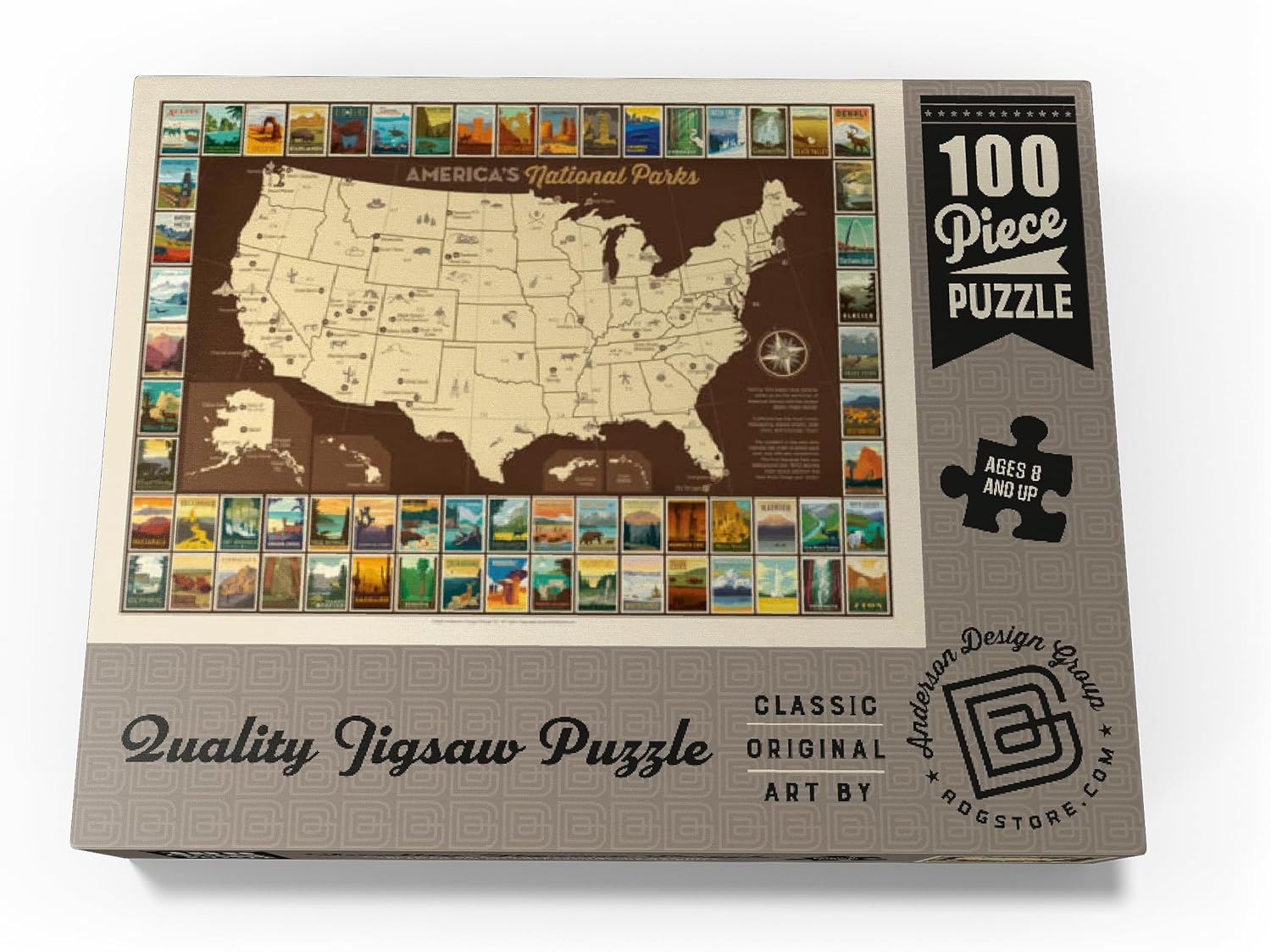 MyPuzzle 63 National Parks: Map of USA - Premium 100 Piece Jigsaw Puzzle for Adults