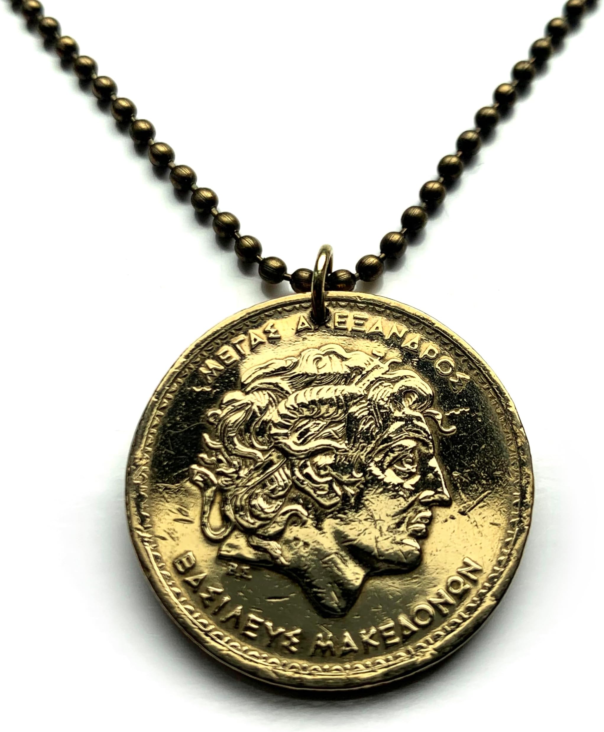 1994 Greece Hellas 100 Drachme coin pendant Alexander the Great Star of Vergina Hellenic war Greek king of Macedonia Attica Rhodes Crete Sparta Athens Santorini Thebes Pella Delphi Argos Veria n001089