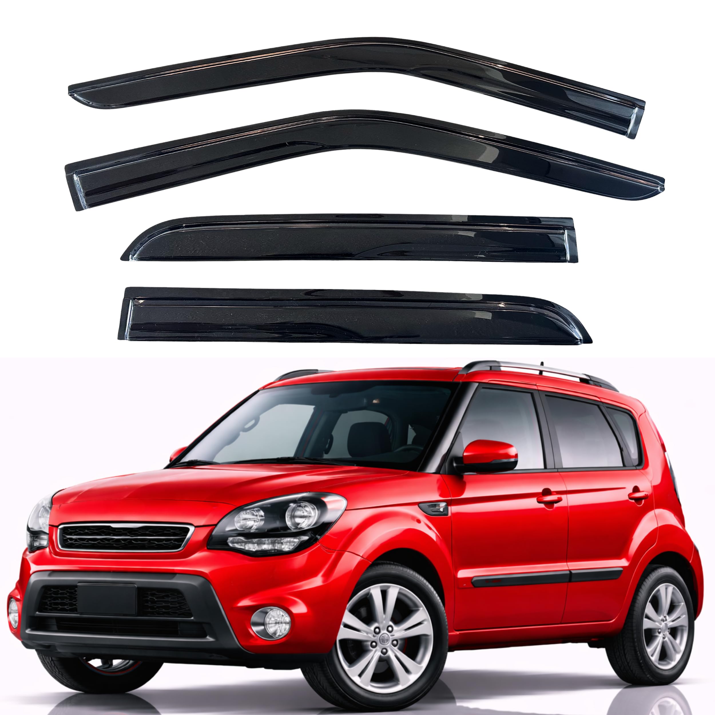 KPY Rain Guards Fit for 2009-2013 Kia Soul, Out-Channel Window Visors Vent Wind Deflectors 4PC, Car Accessories for 09-13 Soul