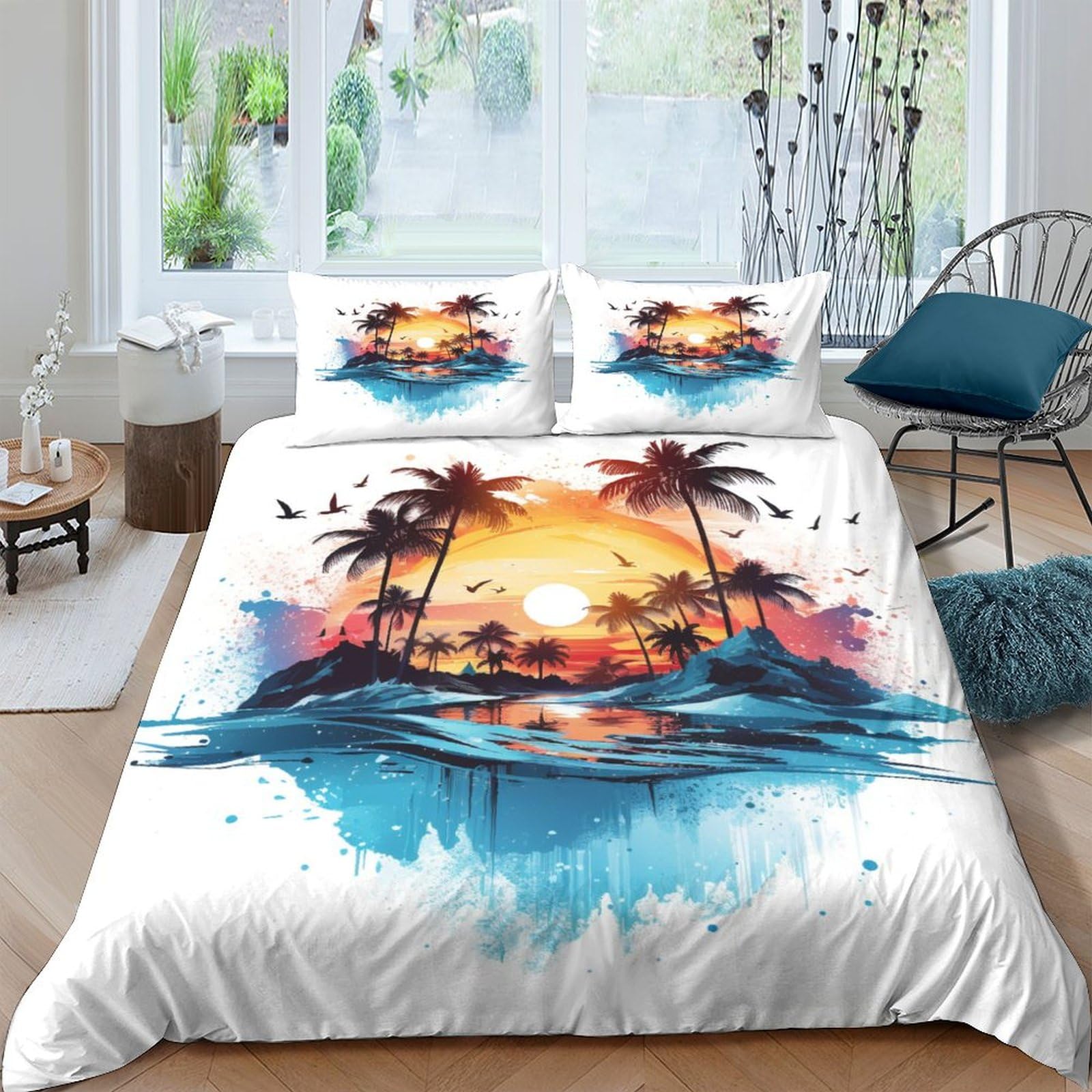 Style tropical parure de lit respirant 200x200 avec housse de couette