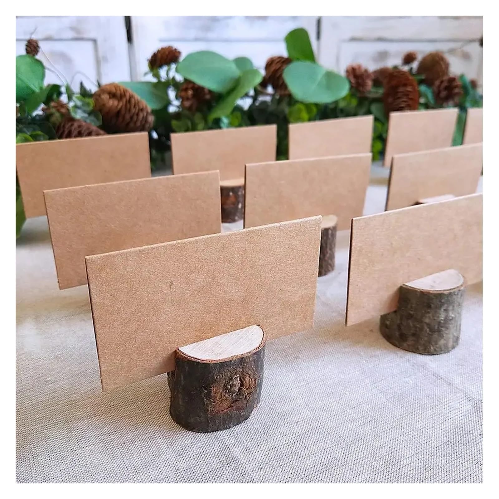 Kleine natürliche Holz Platzkartenhalter Ständer Hochzeit Party Geburtstag Tisch Nummer Halter