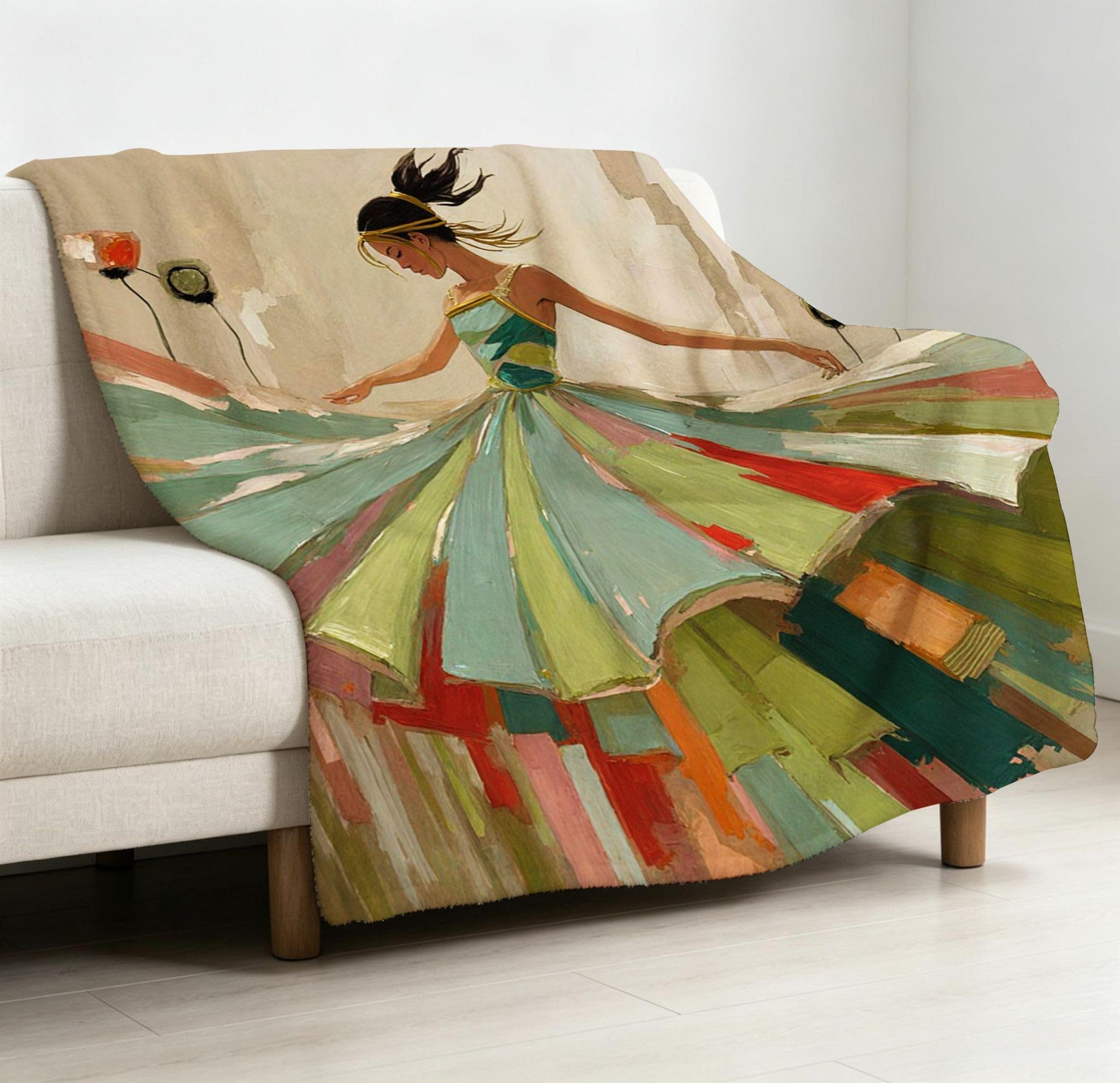 Coperta Pile Matrimoniale 240x260 cm Ragazza Verde, Coperta XXL Super Morbida Multiuso Come Copriletto o Plaid da Salotto, Calda e Leggera, Protezione dal Freddo, AW5142