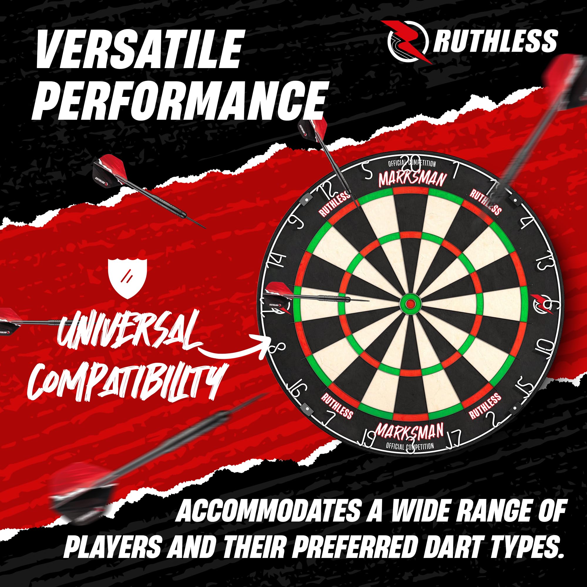 Ruthless Marksman Dartscheibe aus Sisal mit ultradünnem Draht, professionelles Design, für Dartpfeile mit Stahlspitze (DB072)