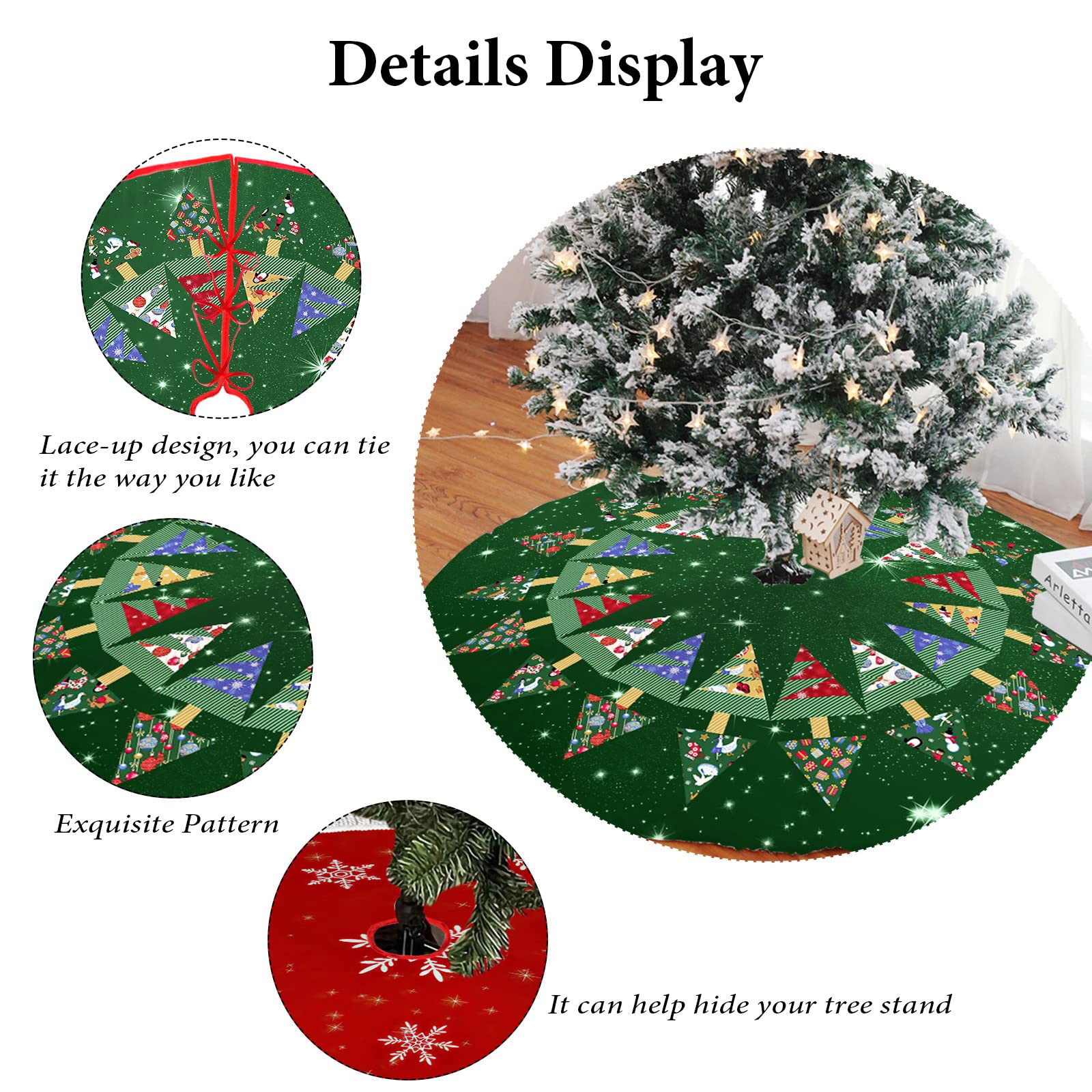 Tree Skirt Jupe De Sapin De Noël 90CM Tapis De Sapin De Noel Rond Couvre Pied De Sapin En Tissu 836755