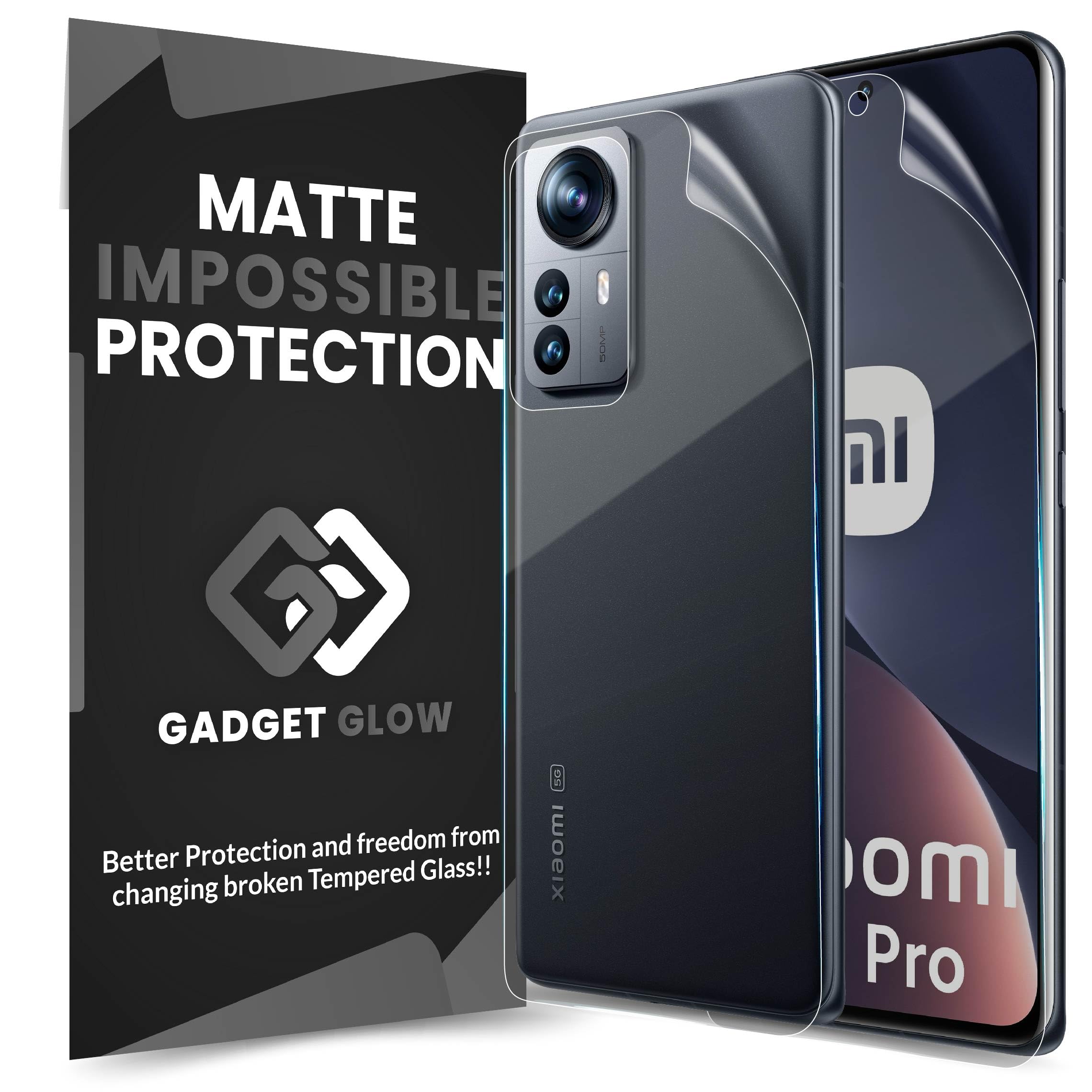 Gadget Glow Screen Protector for Xiaomi 12 Pro 5G - Front and Back Nano Fiber Unbreakable Membrane Case Friendly Full Edge to Edge Screen Coverage & Installation Kit (Matte) (B0CXPGX3V4) Amazon Price History, Amazon Price Tracker