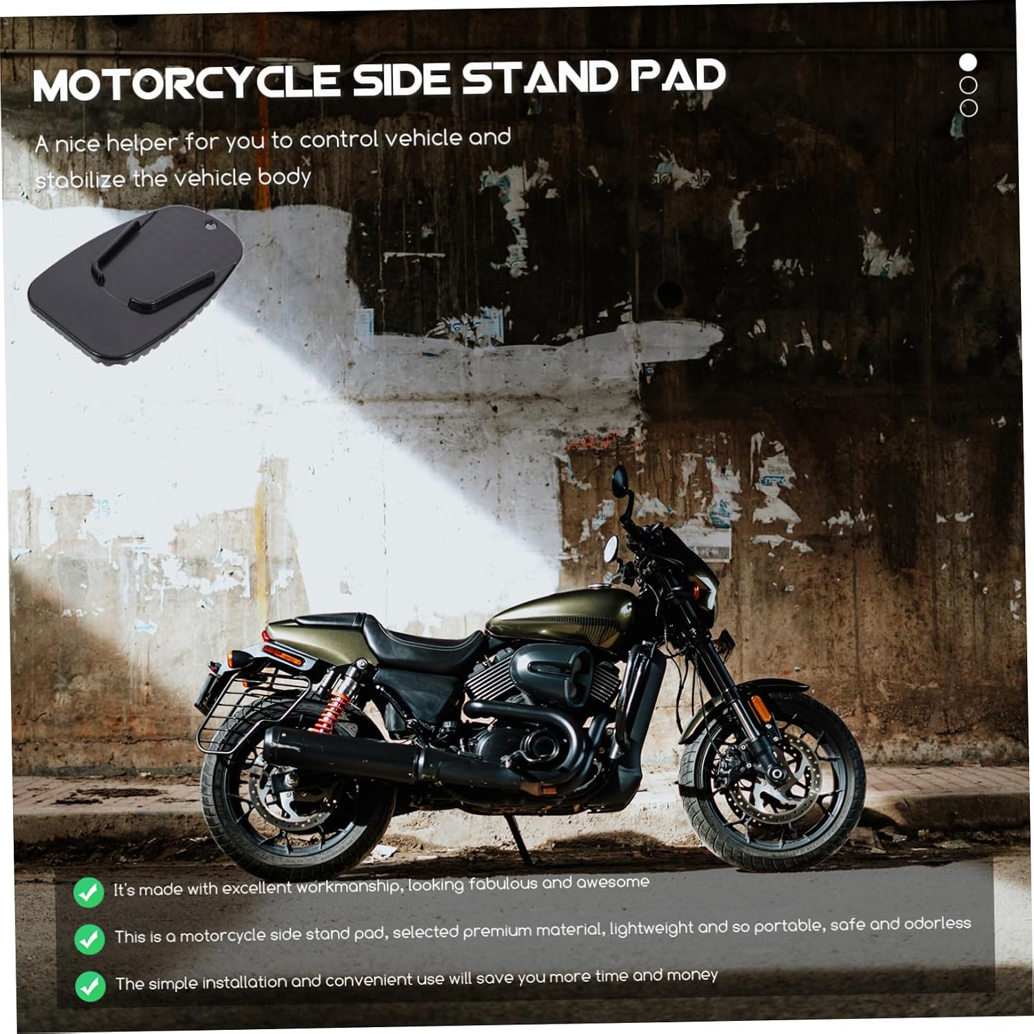 Ciieeo 4pcs Motorcycle Kickstand Pad Motorbike Side Stand Pads Foot Peg Bracket Slip Safety