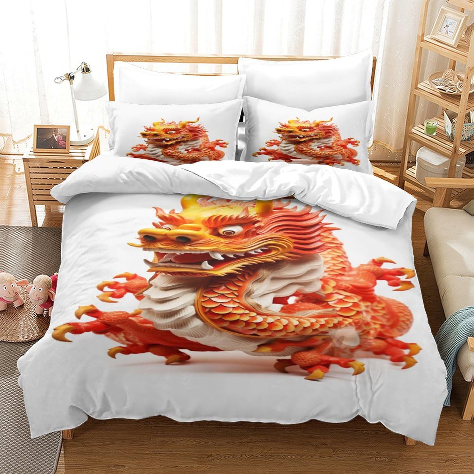 Housse de couette dragon 260x220cm pour éviter la transpiration et le linge rêche
