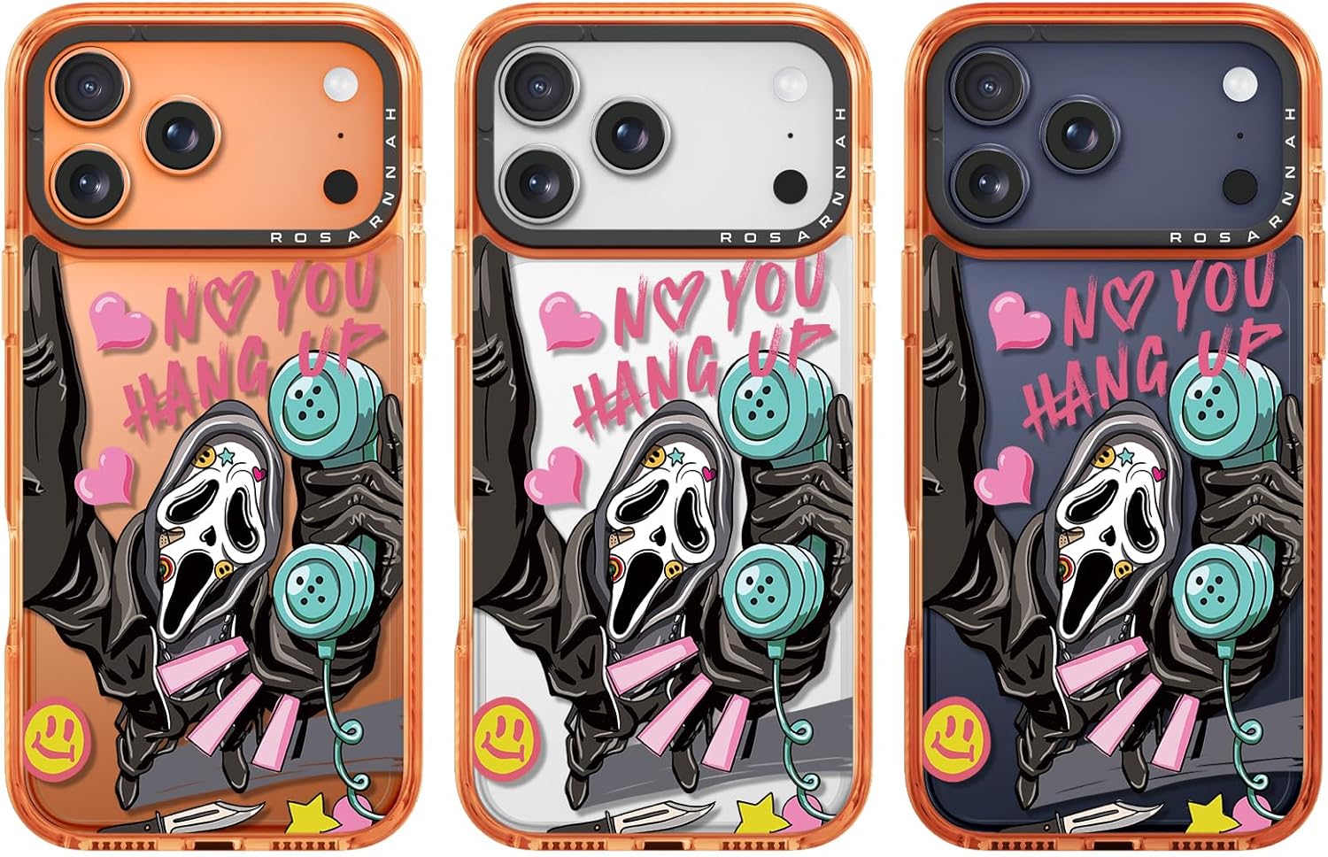 Rosarnnah for iPhone 17 Pro Max Case Cute - Military-Grade 6.6 ft Drop Protection Shockproof Phone Case - Skeleton Design (6.9') Cosmic Orange