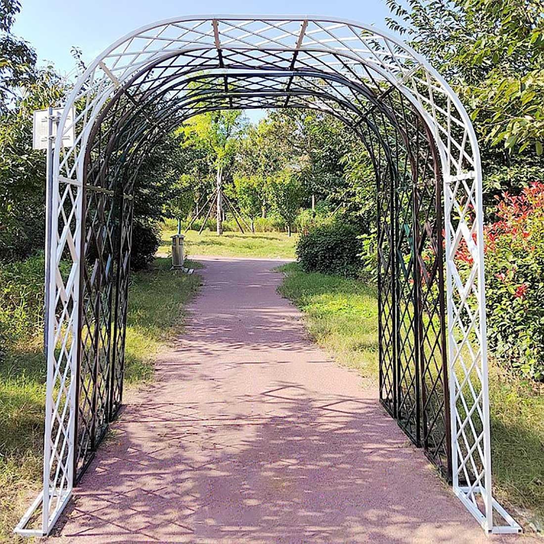 230 cm metalowy łuk ogrodowy, solidna stalowa altana do roślin pnących, pergola na zewnątrz, dekoracje ślubne, czarna kratka ogrodowa (szer. 180 x wys. 230 cm)