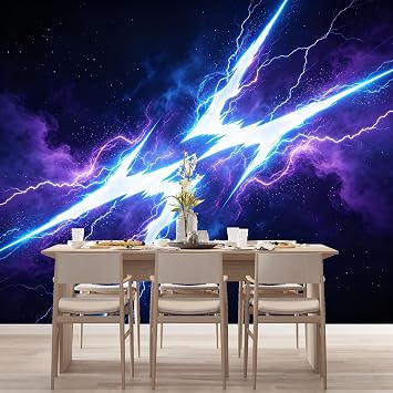Custom Size Wall Murals Abstract Lightning Storm Nebula Energy 3D SelfAdhesive Wall Fabric Removable Large Wallpaper for Photo Living Room Interior Decor Wall Art