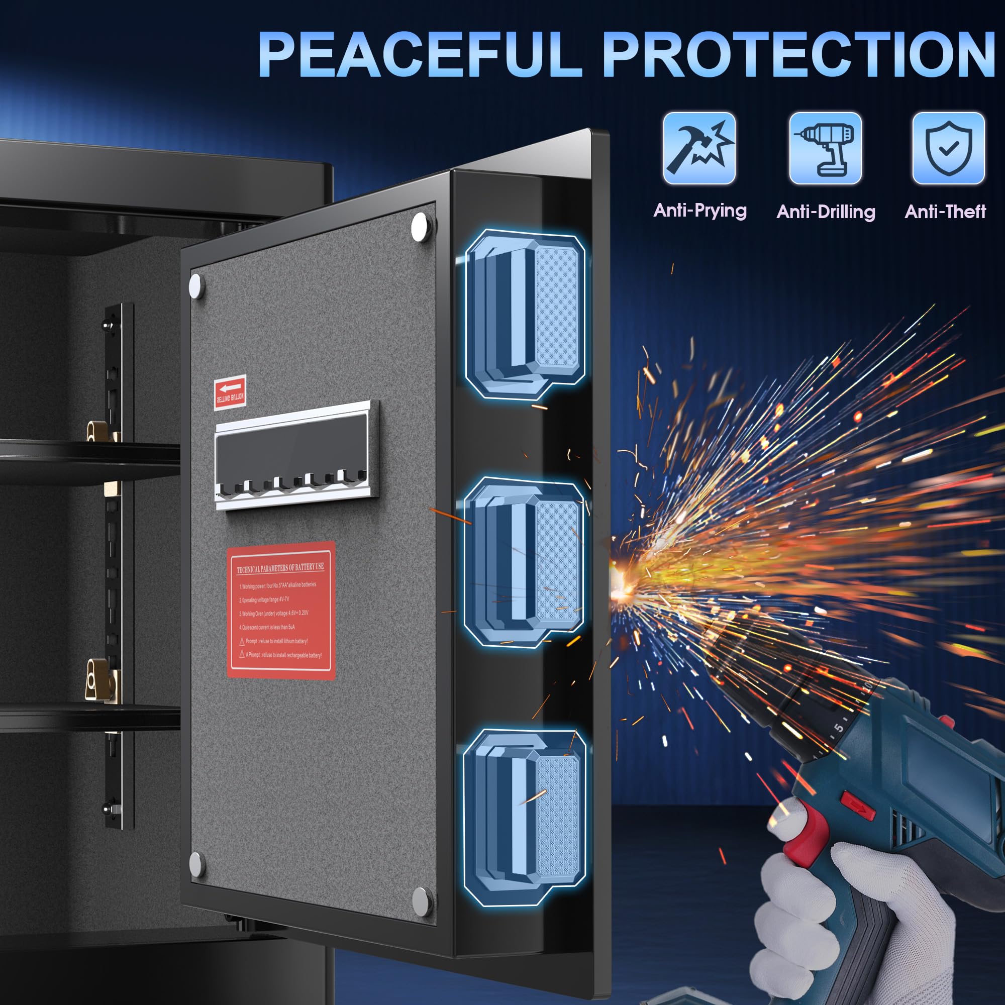 Cassaforte per la casa, con custodia impermeabile ignifuga, scatola di sicurezza elettronica con ripiano rimovibile, cassaforte personale con tastiera digitale per casa, ufficio, hotel (aggiornamento