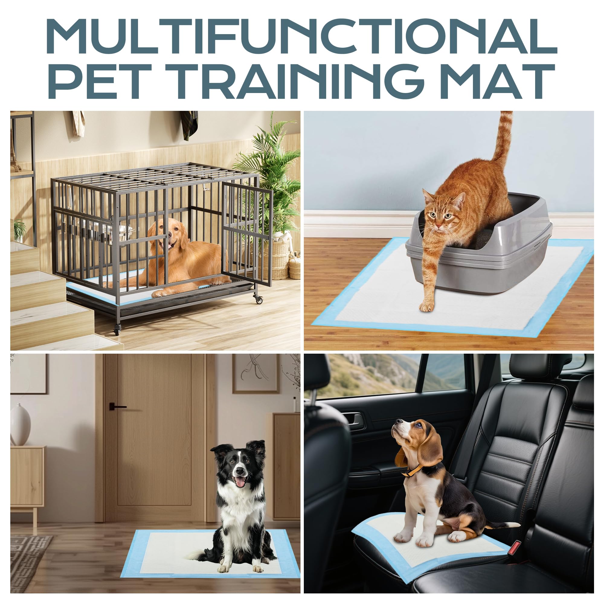 PIPI Matten für Hunde, 100 Stück Trainingspads, Wickelunterlagen Einweg 60X60cm, Einmalunterlagen, Auslaufsicheres 6-Lagiges Design,Welpen Unterlagen Für Welpen,Seniorenhunde,Lnkontinenzpflege
