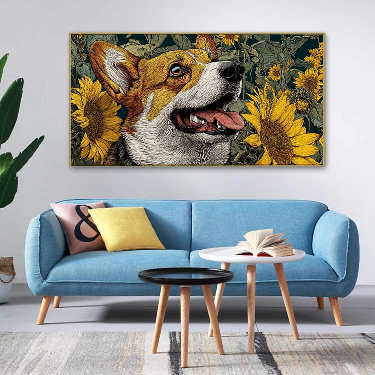 Puzzle para Adultos 1692 Piezas, Girasol Corgi Puzzle, Difícil, Desafiante, Rompecabezas Encajan Perfectamente, Letras en la Parte Posterior, sin Polvo, Regalo para Personas Mayores (179x31cm) v-584